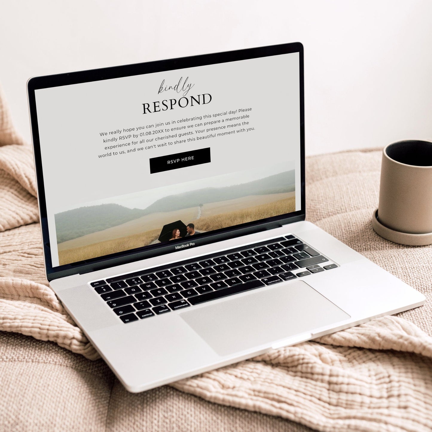 Canva Wedding Website Template, Minimalist RSVP & Registry Information