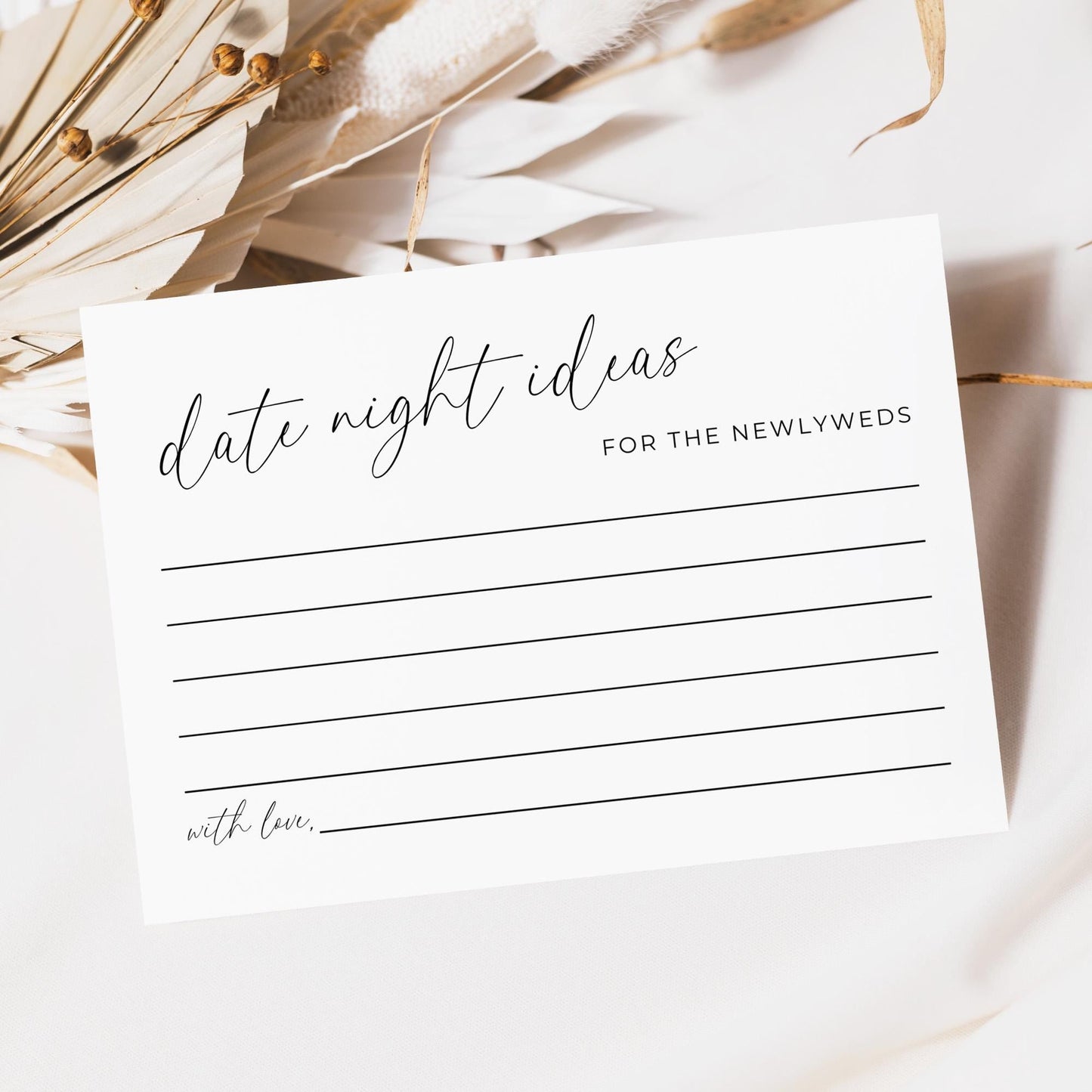 Date Night Cards And Sign Template, Date Night Jar Wedding Reception Idea, Minimalist Date Night Suggestion Printable Cards with Signage