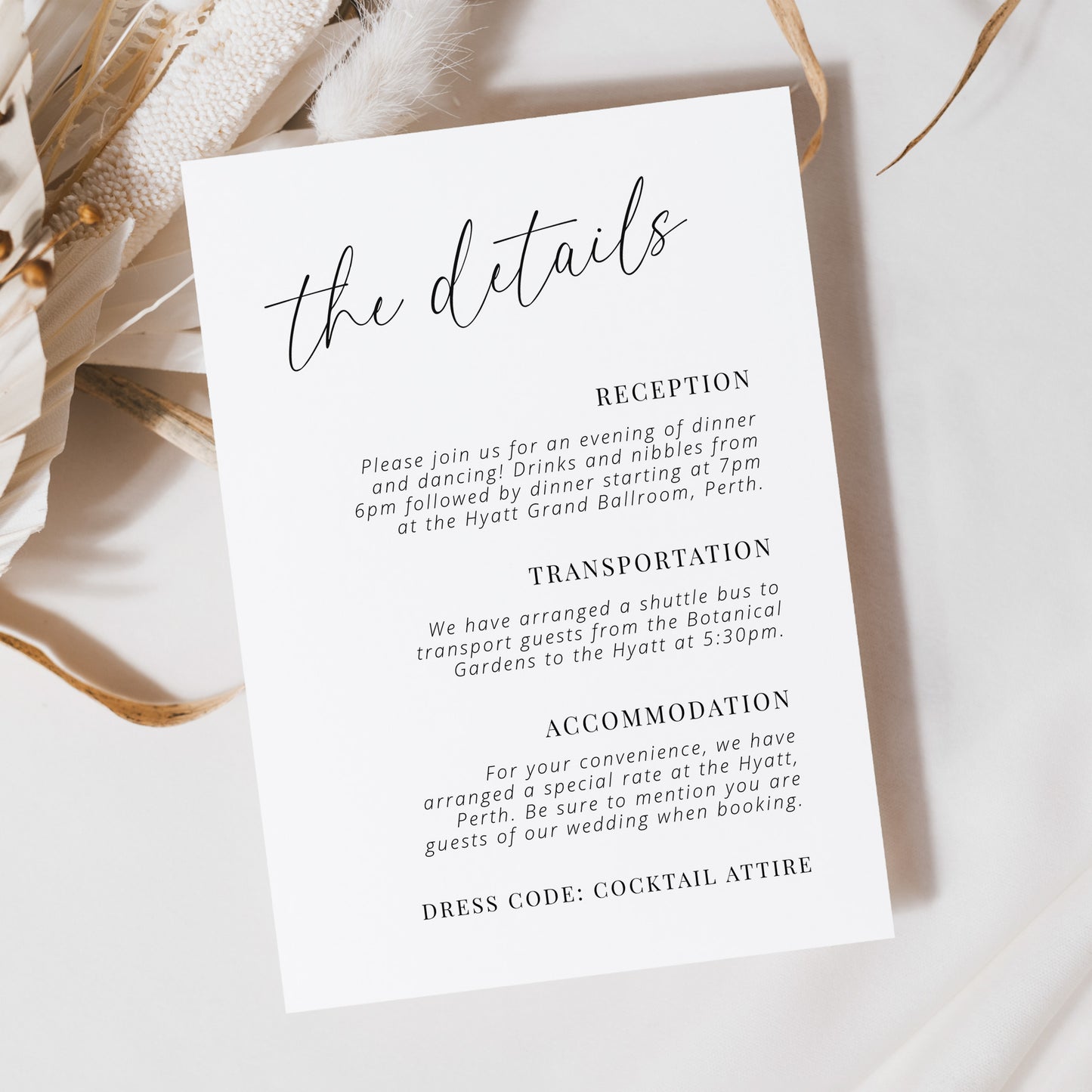 Wedding Details Enclosure Card