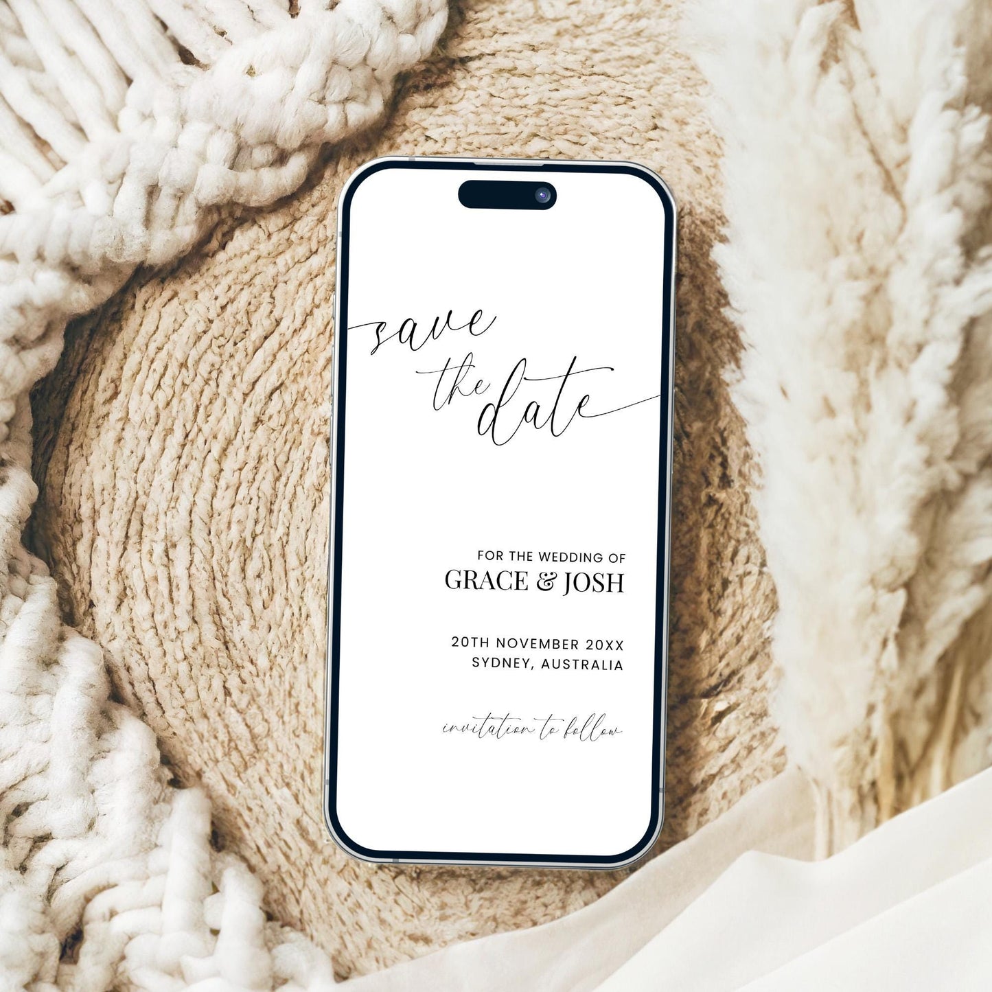 Save The Date Digital Template Elegant, Modern Electronic Text Message Save Our Date Invitation, Minimalist Downloadable Cell Phone Invite