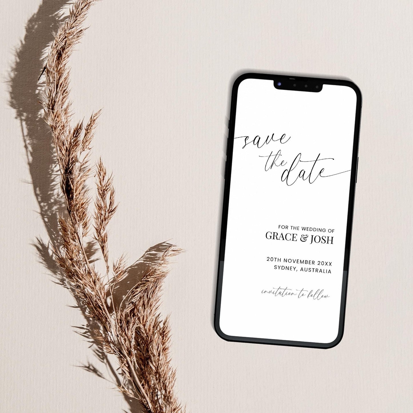 Save The Date Digital Template Elegant, Modern Electronic Text Message Save Our Date Invitation, Minimalist Downloadable Cell Phone Invite