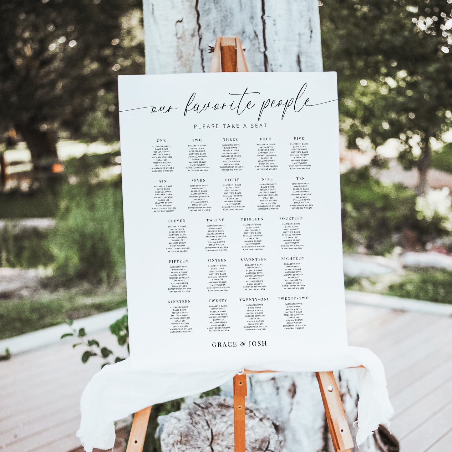 Our Favorite People Seating Chart Sign for 22 Tables Template