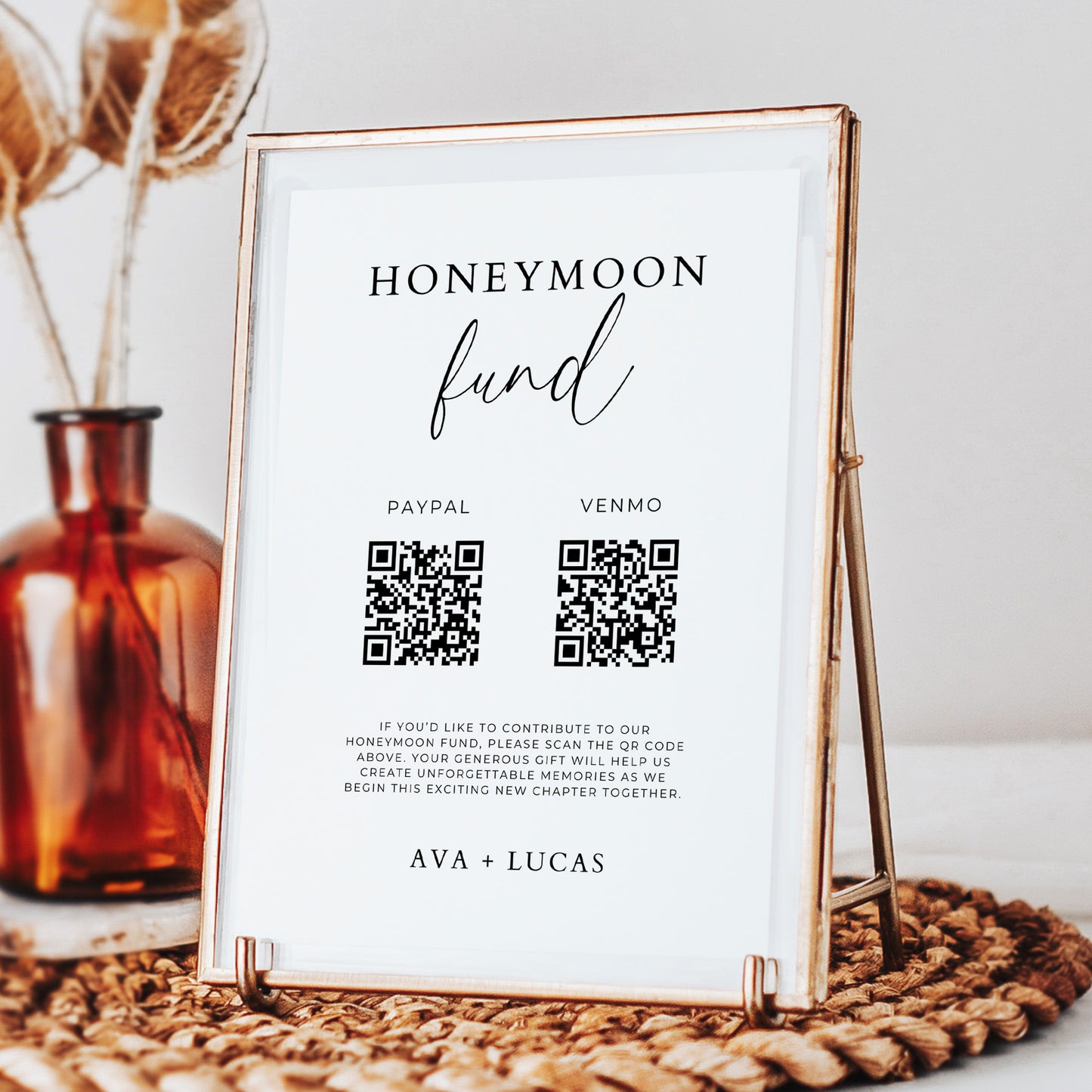 Honeymoon Fund QR Code Sign Template