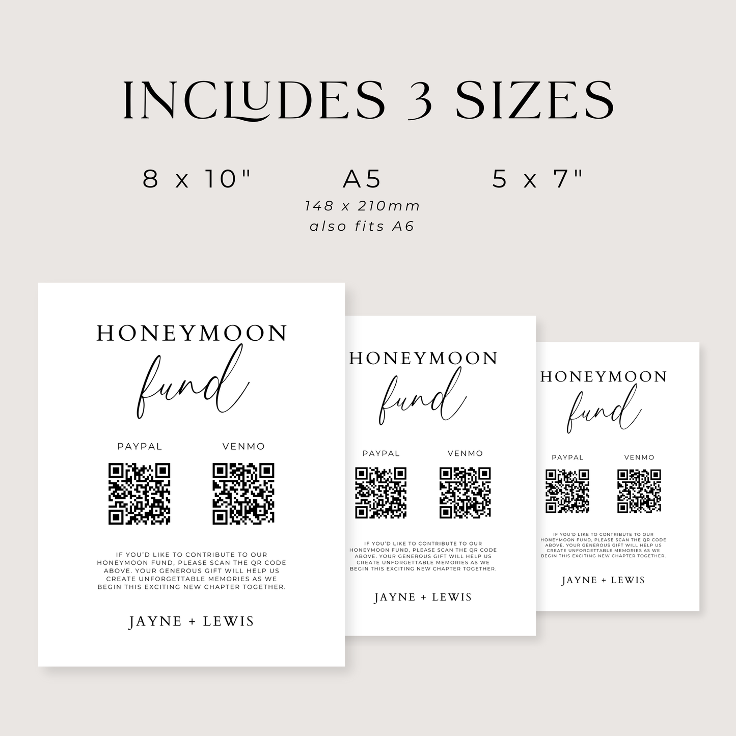Honeymoon Fund QR Code Sign Template