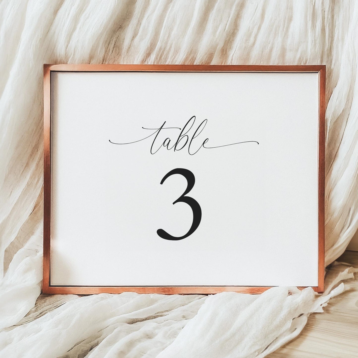 Horizontal Table Number Template, Simple Elegant Table Number Sign for Wedding Reception or Rehearsal Dinner, Printable DIY Wedding Decor