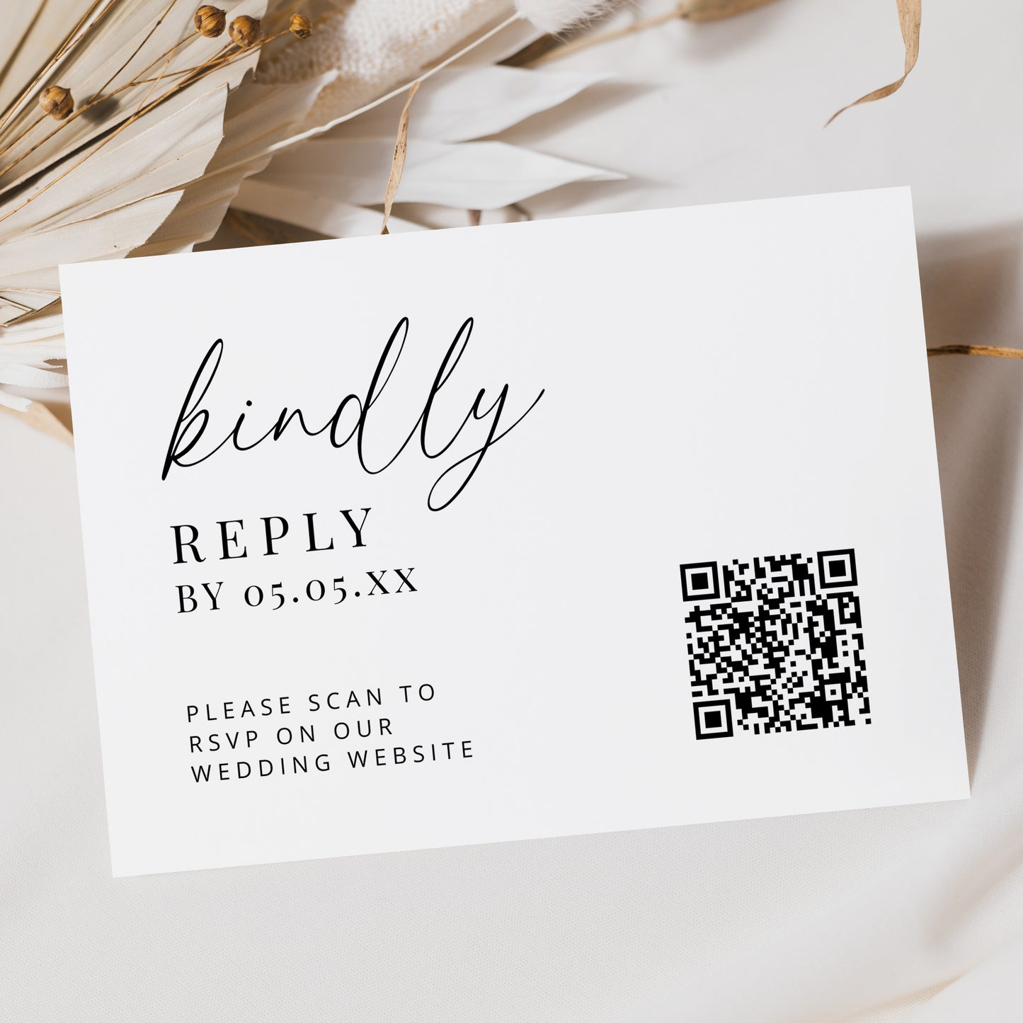 Wedding QR Code Kindly Reply Enclosure Card