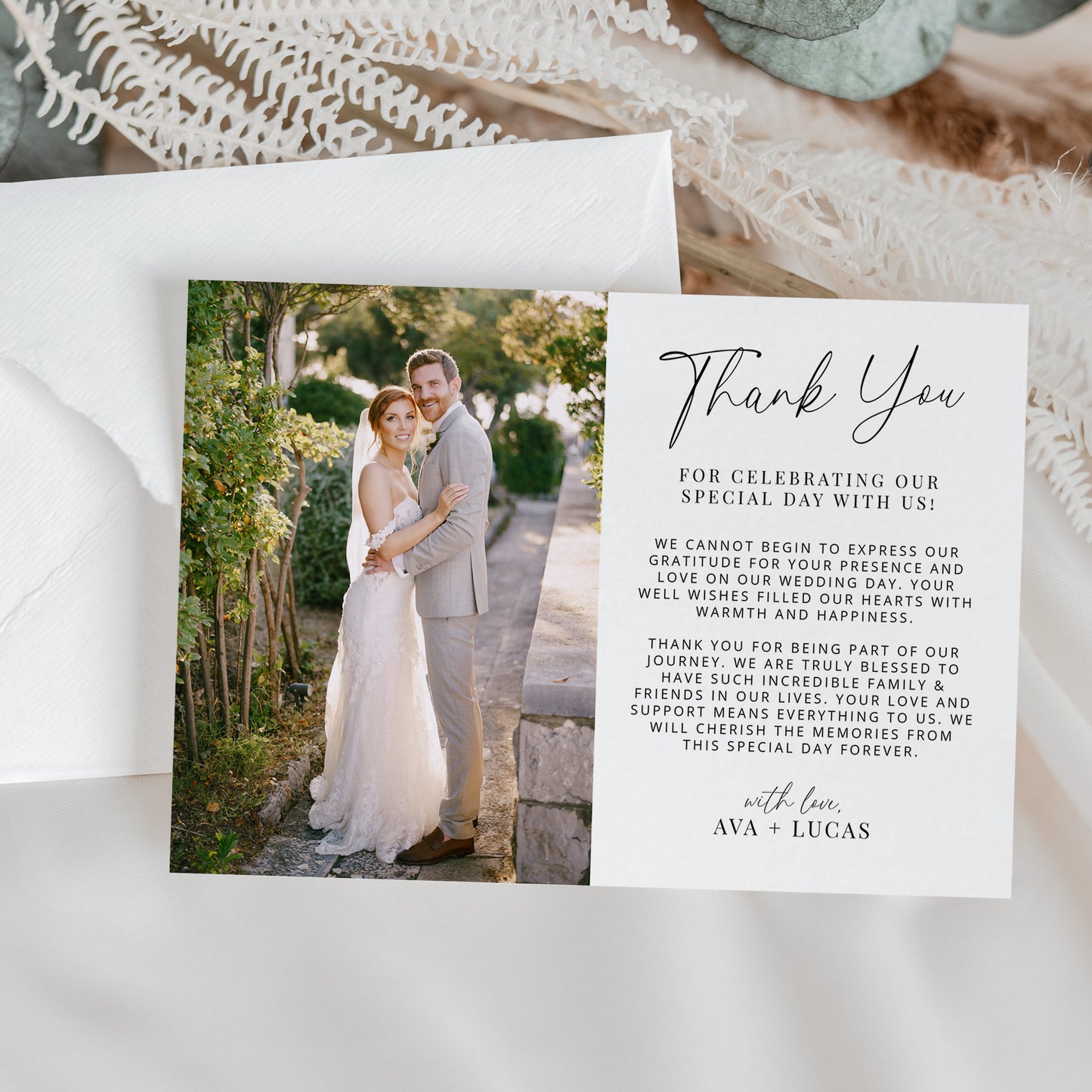 Horizontal Wedding Photo Thank You Magnetic Invitation