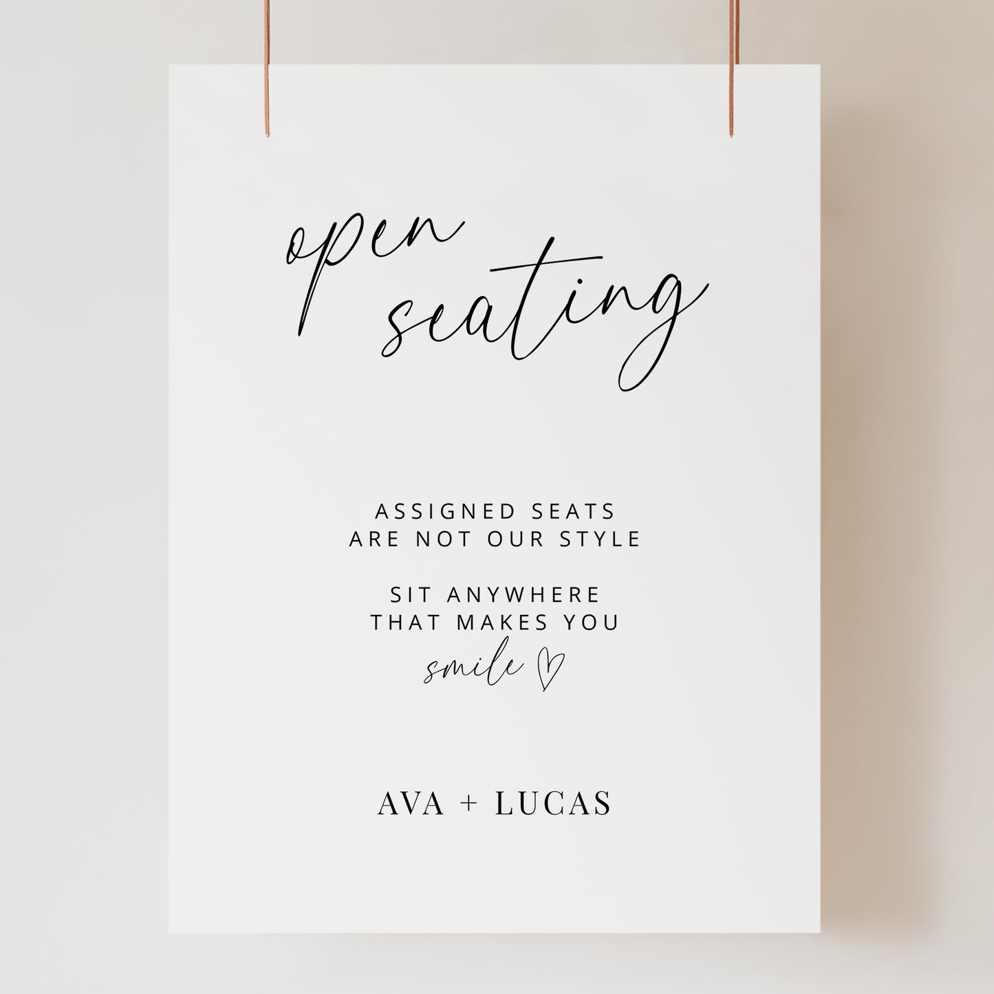Wedding Open Seating Foam Core Sign