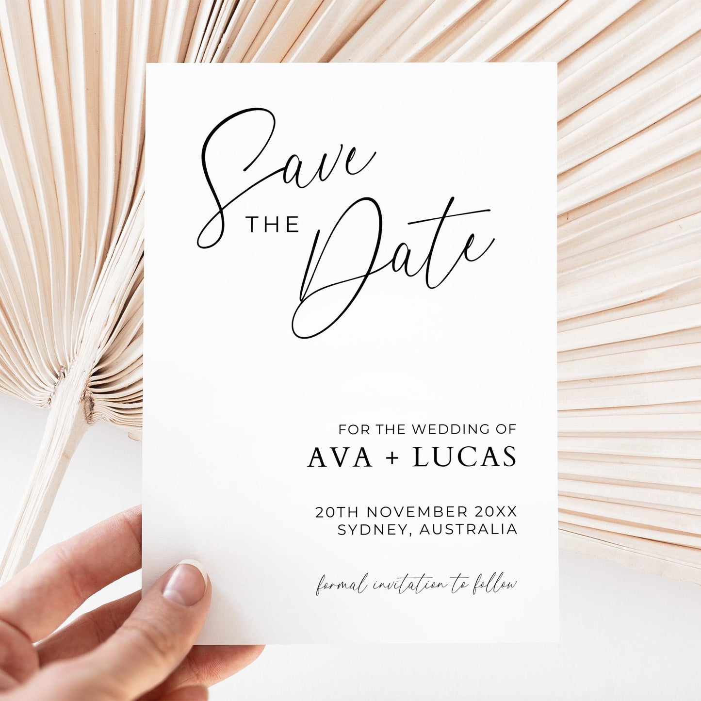 Photo Save The Date Card Template, Modern Minimalist Save Our Date Invite with Picture, Simple DIY Customizable Printable Wedding Stationery