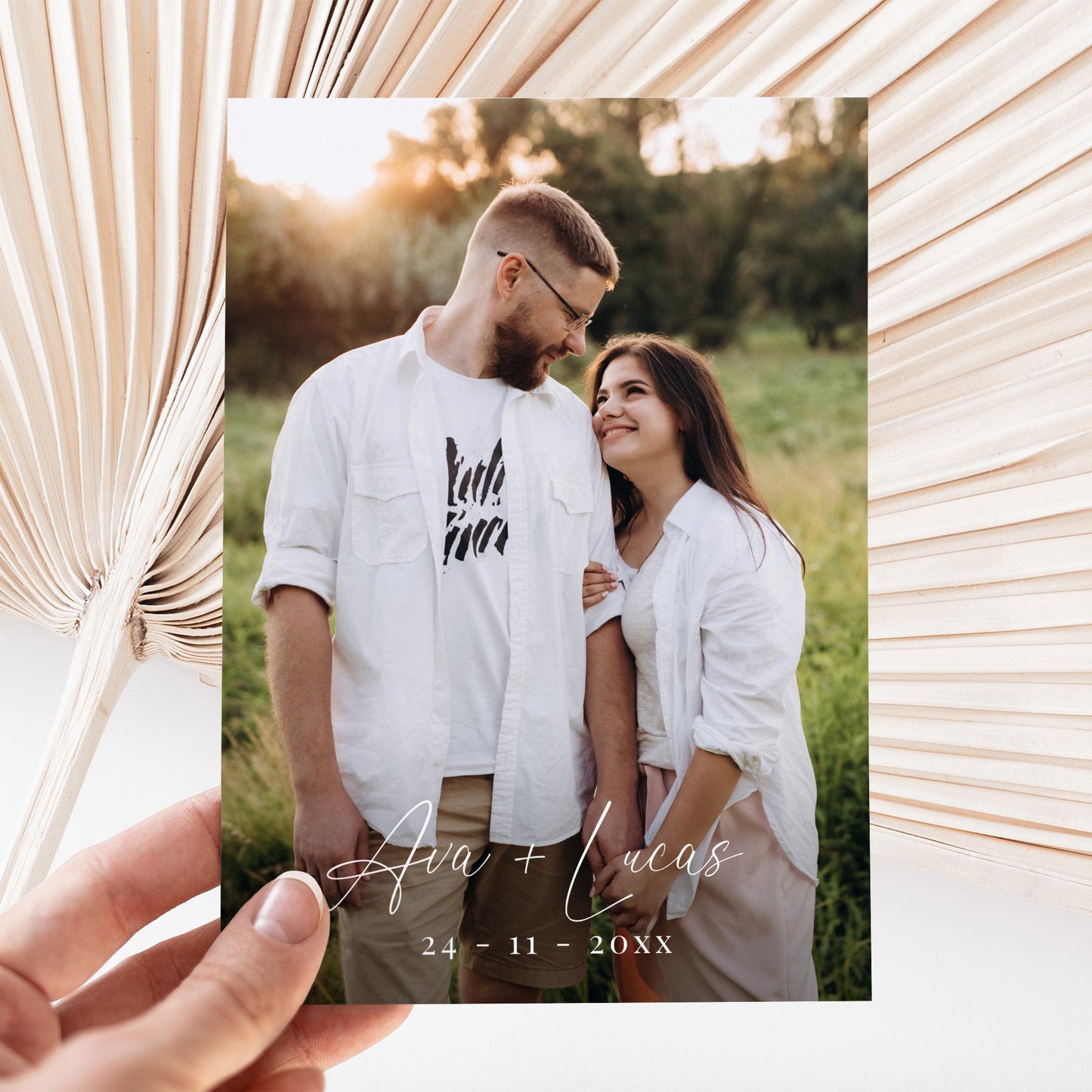 Photo Save The Date Card Template, Modern Minimalist Save Our Date Invite with Picture, Simple DIY Customizable Printable Wedding Stationery