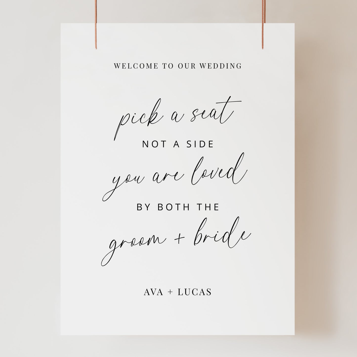 Pick A Seat Not A Side Wedding Ceremony Foam Core Sign