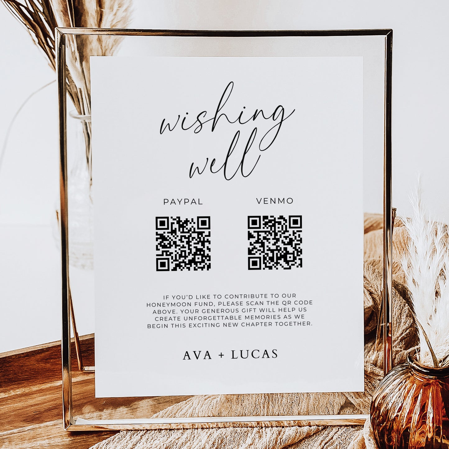 Digital Wishing Well QR Code Sign Template