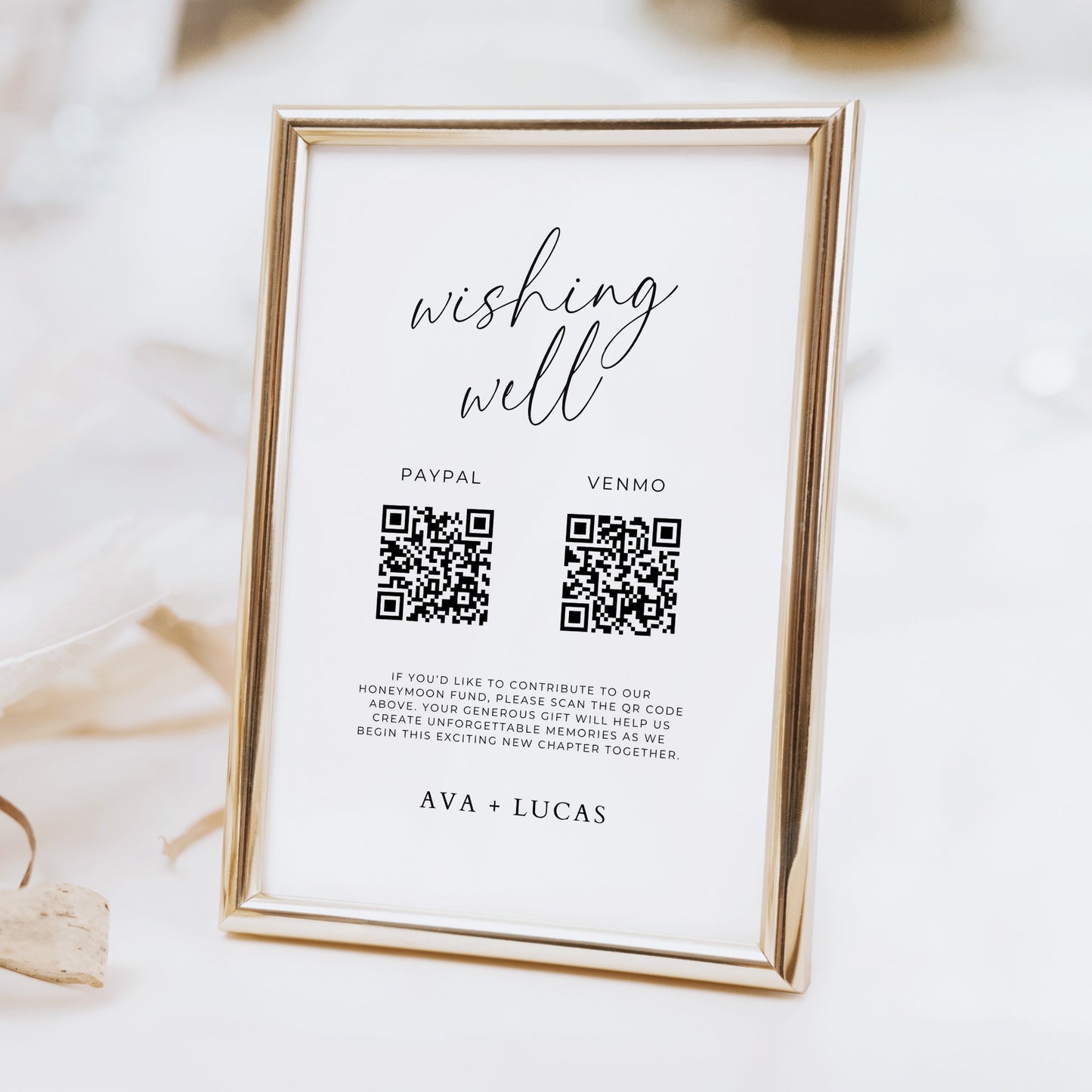 Digital Wishing Well QR Code Sign Template