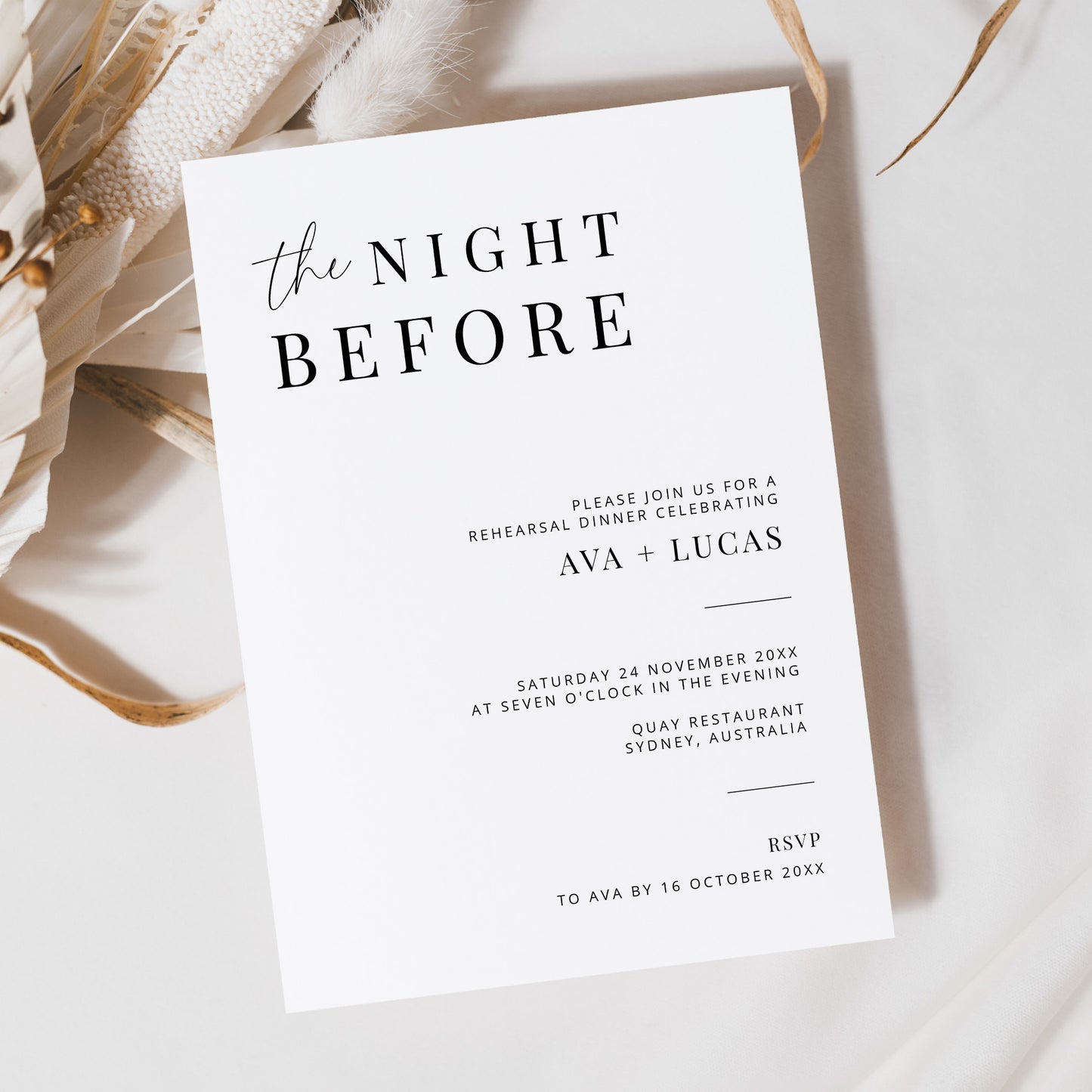 The Night Before Rehearsal Dinner Invitation