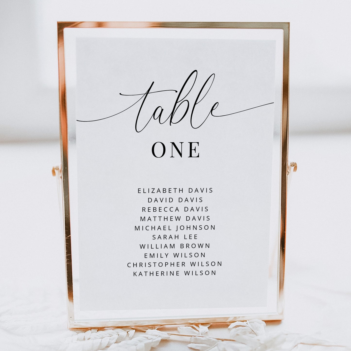 Table Number Cards with Names