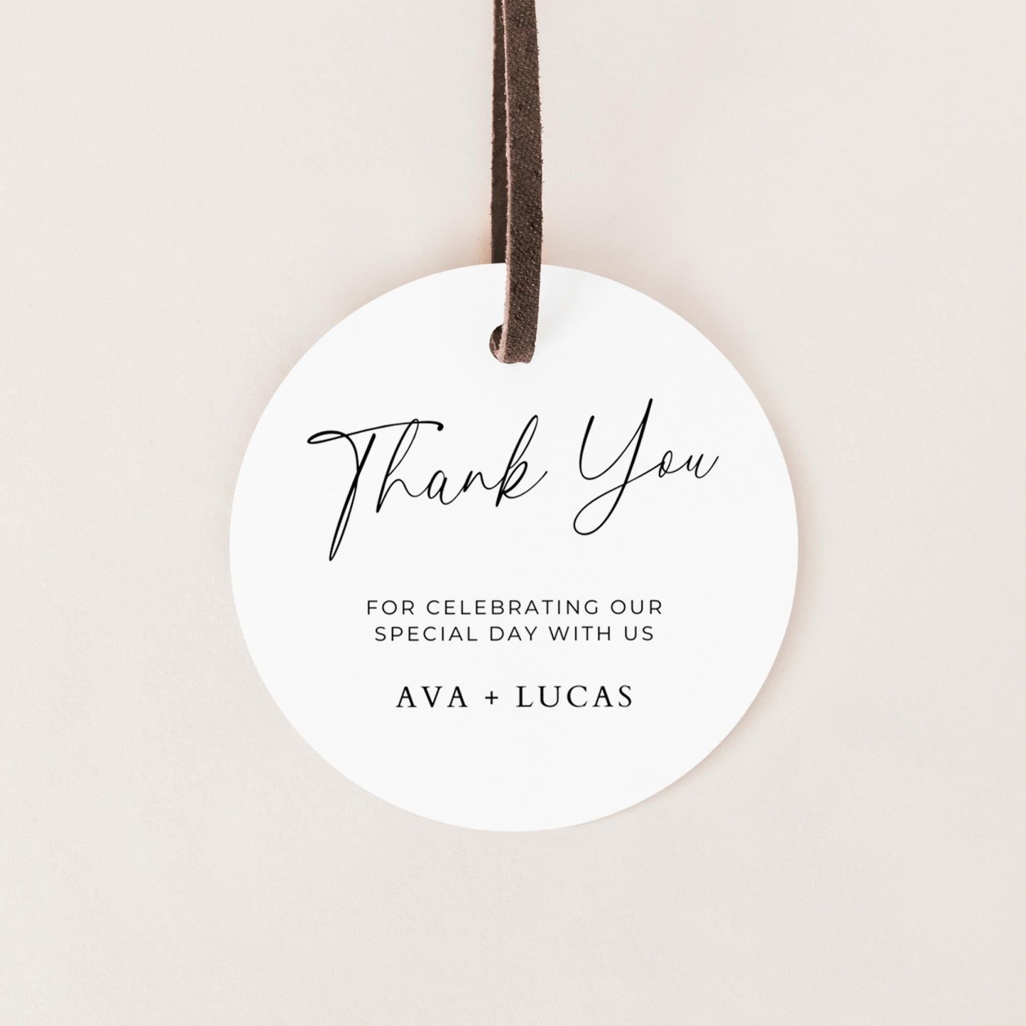 Wedding Thank You Favor Tag Template, Minimalistic Printable Round Gift Tags, Square Customizable Thank You Tags for Wedding Favors