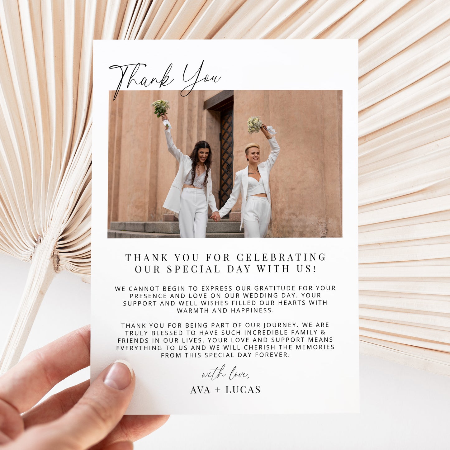 Wedding Magnetic Photo Thank You Card