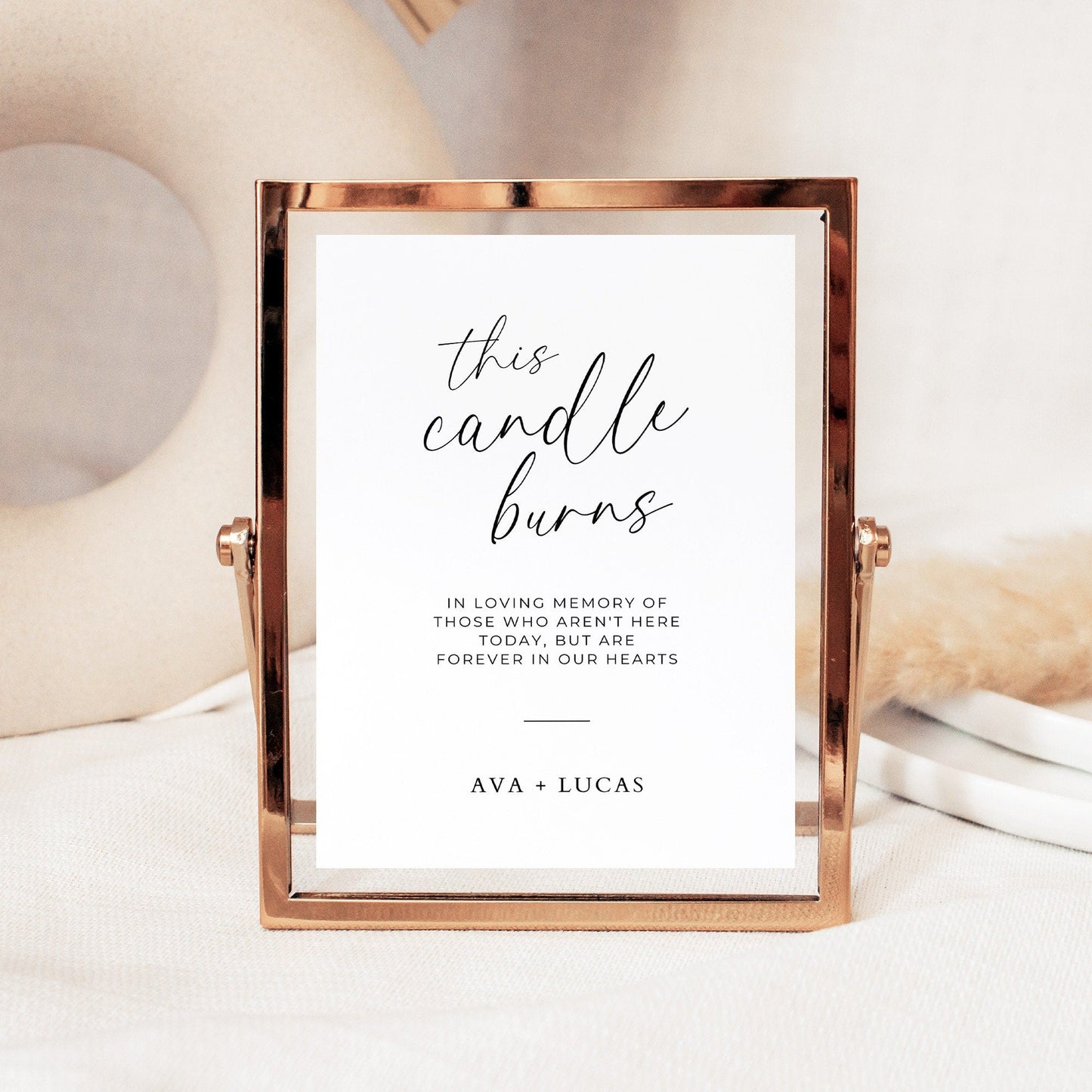 This Candle Burns in Loving Memory Sign Template for Wedding Reception