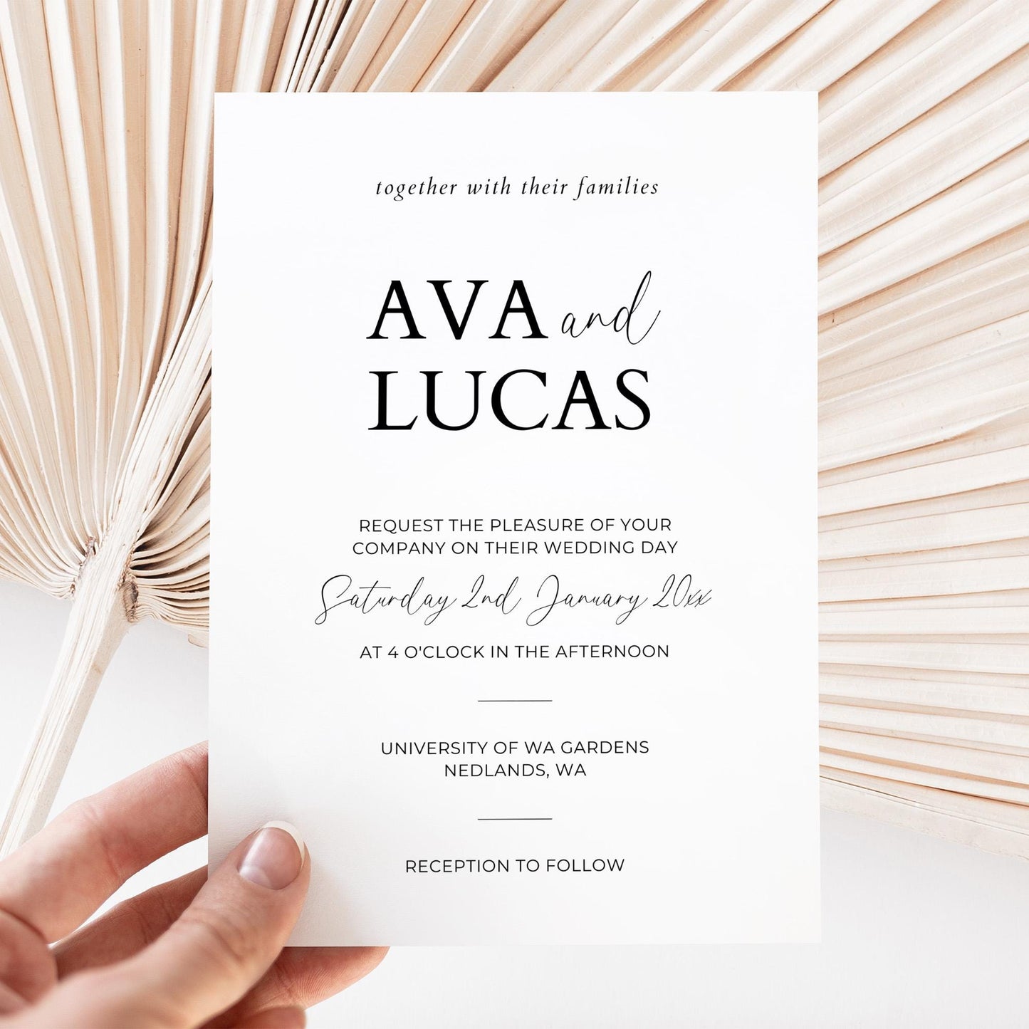 Wedding Invitation Card Template with Pictures, Modern Minimalist Photo Collage Wedding Invite, DIY Customizable 5x7 Double Sided Invite