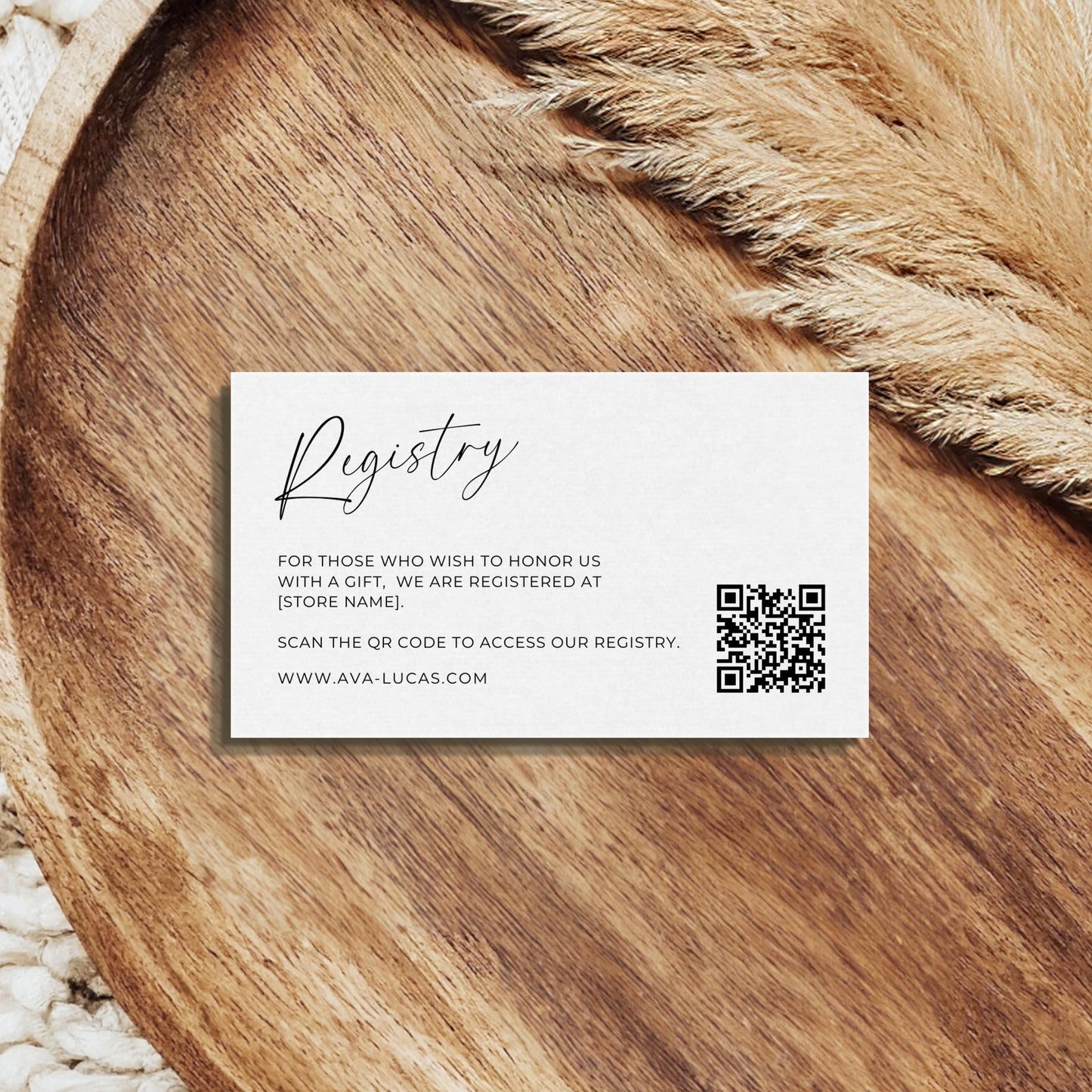 Wedding Registry QR Code Insert Card Template, Modern Minimalist Wedding Invitation Gift Registry Enclosure Note with QR Scan Code