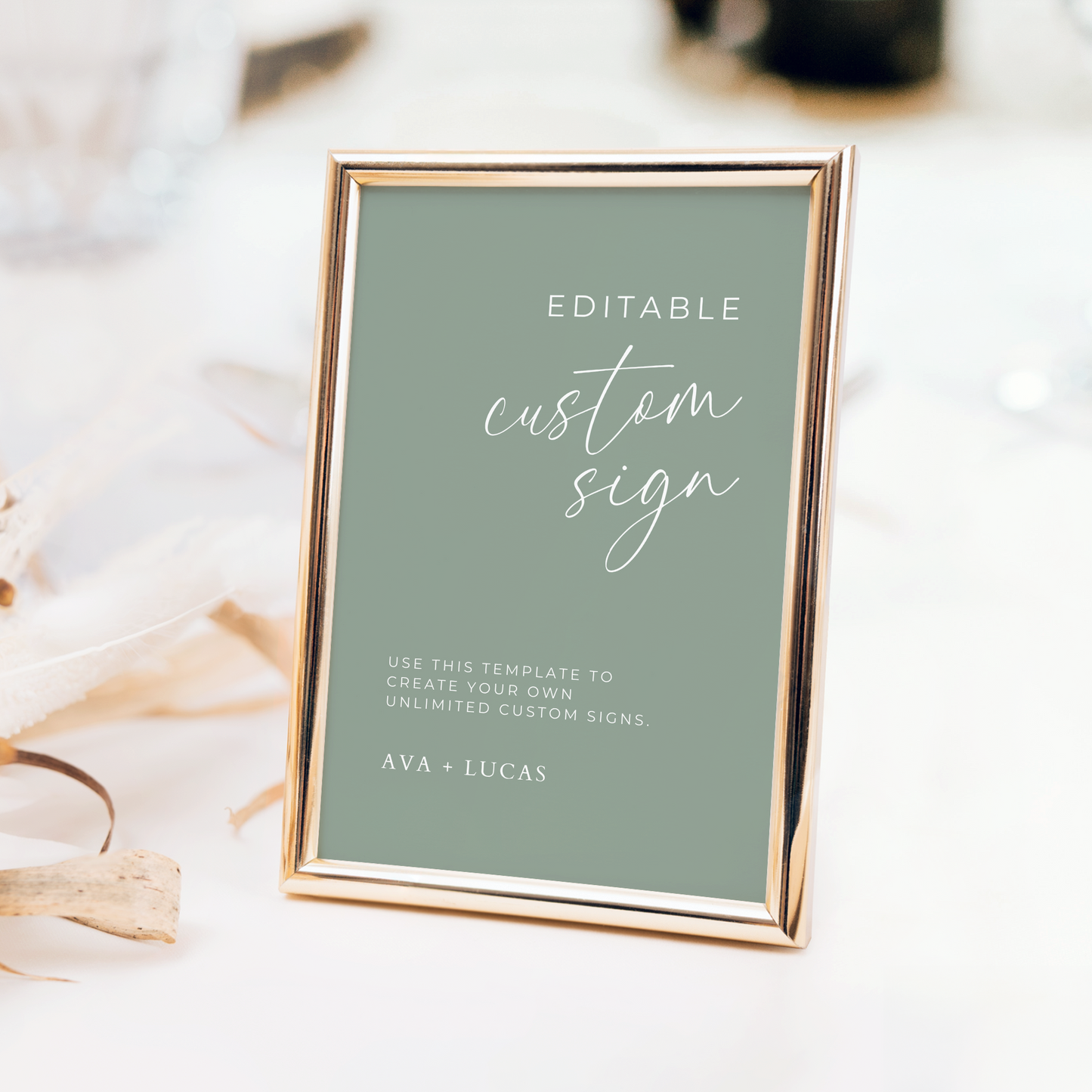 Wedding Reception Signs Template Bundle Sage Green