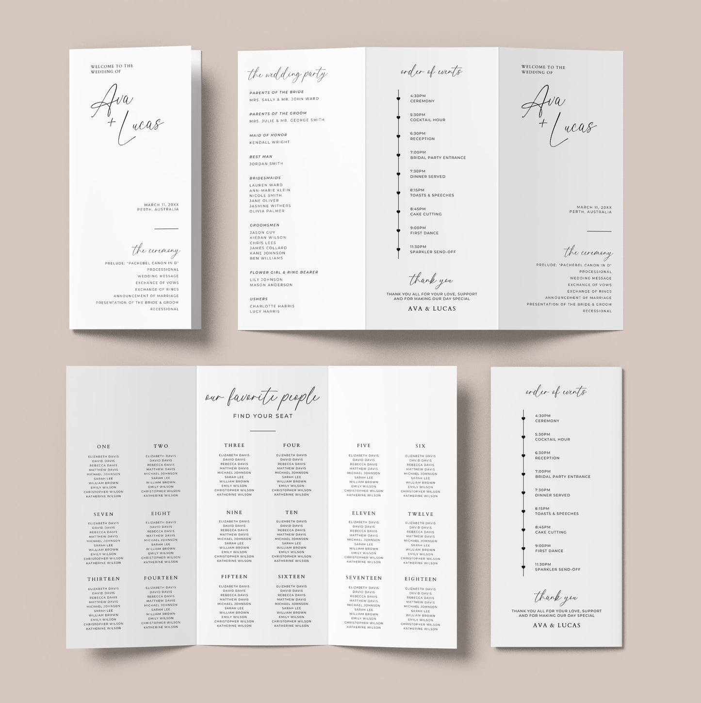 Wedding Trifold Program Template