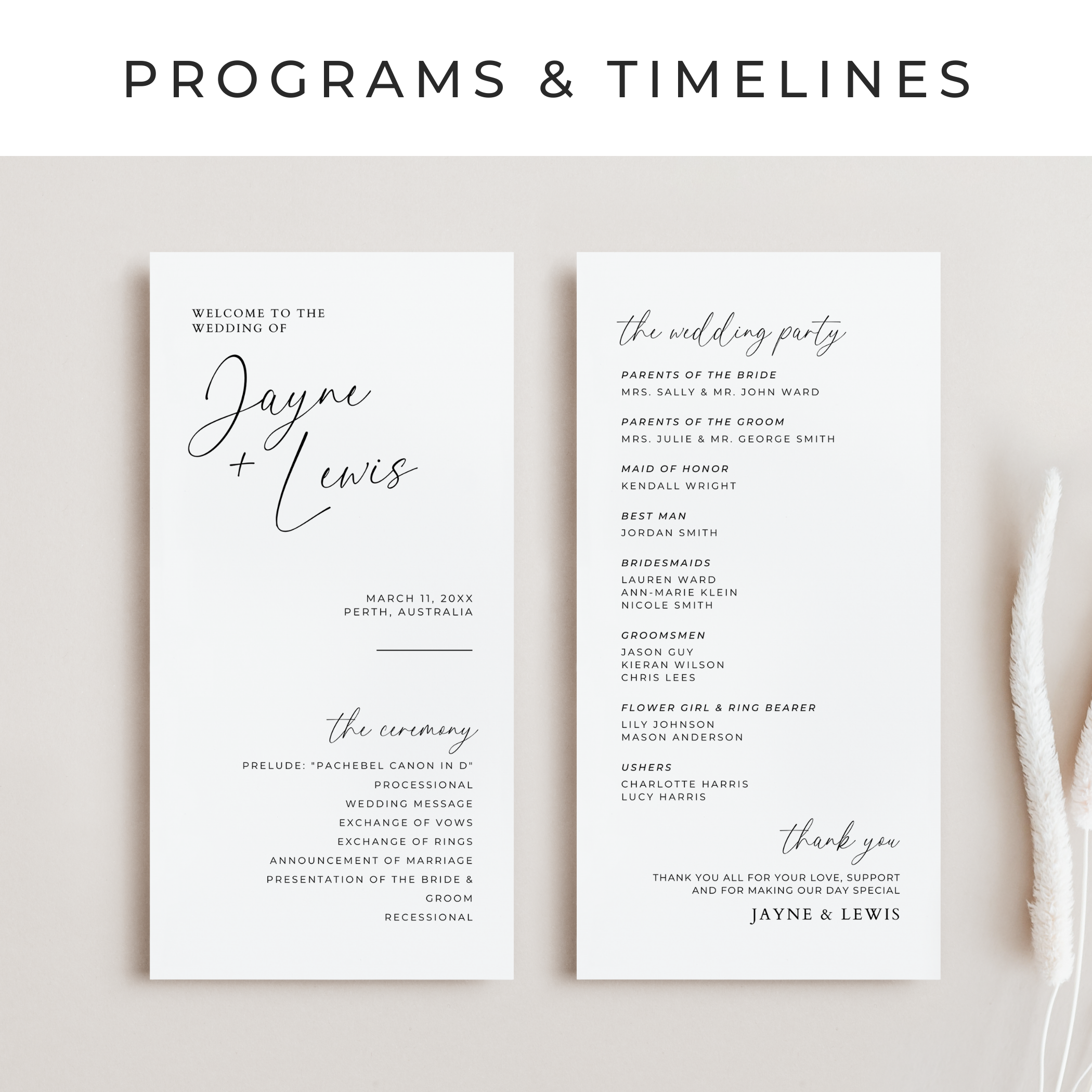 Prom Program Timeline Programs & Timelines – Amber & Rose Creative Studios
