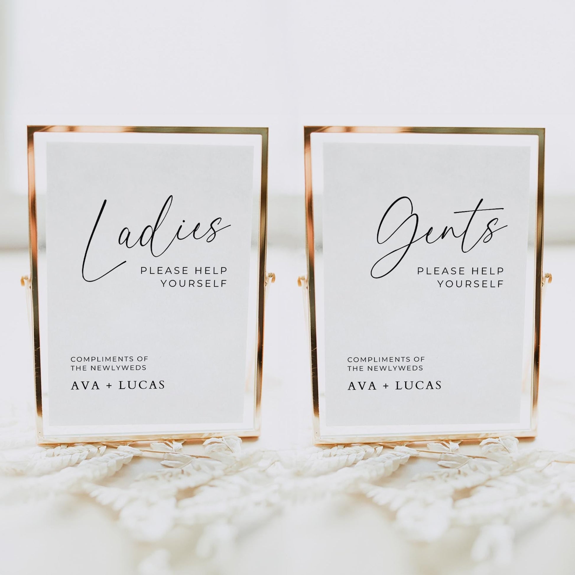 Minimal Ladies & Gents Bathroom Basket Sign Template for Wedding Reception