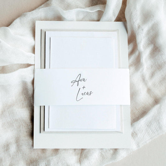 Belly Band Template for Wedding Invitation, Customizable Modern Invite Bellyband, Minimalist DIY Printable Invite Suite Wrap