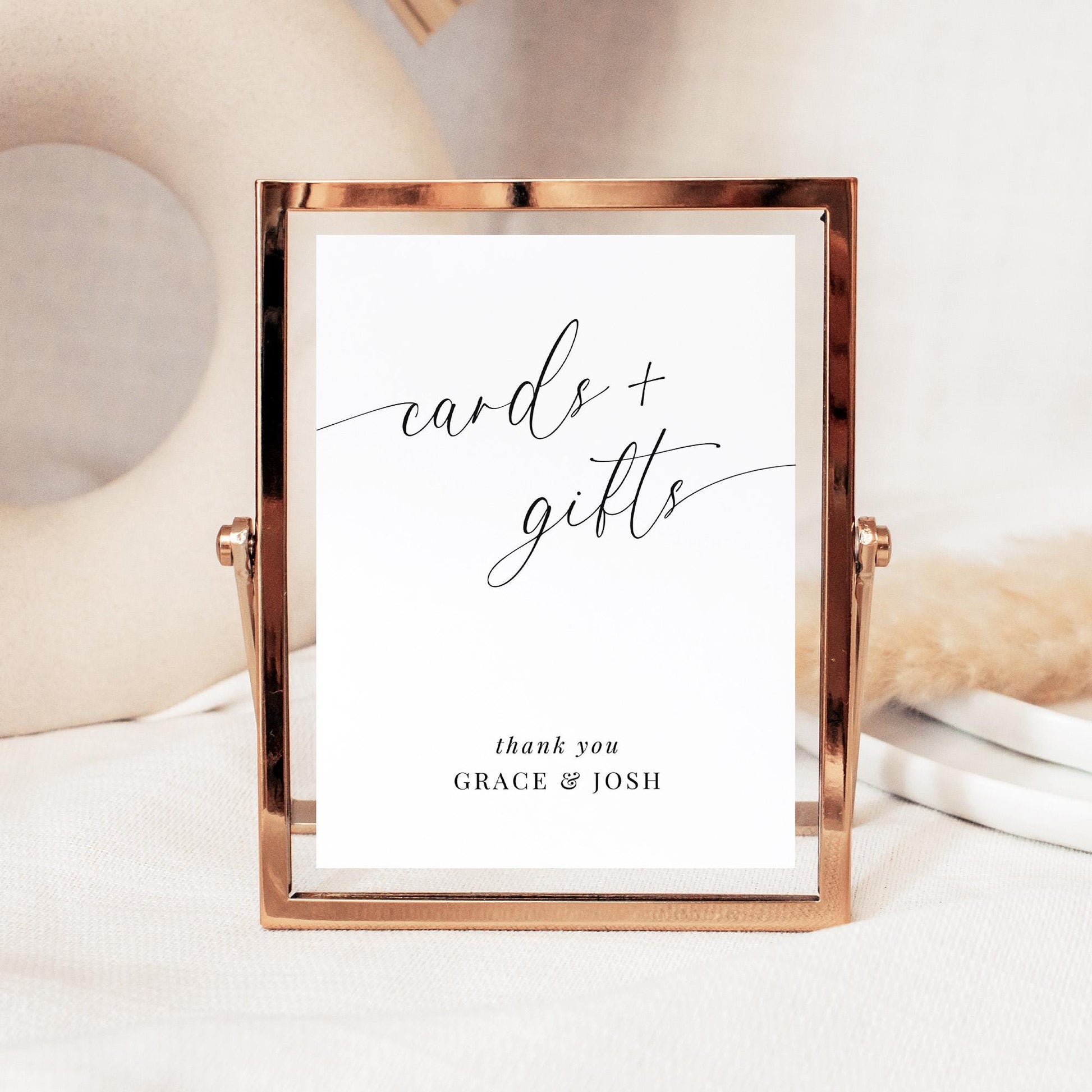 Cards and Gifts Sign Template, Editable Minimalist Signage for Engagement Party or Wedding