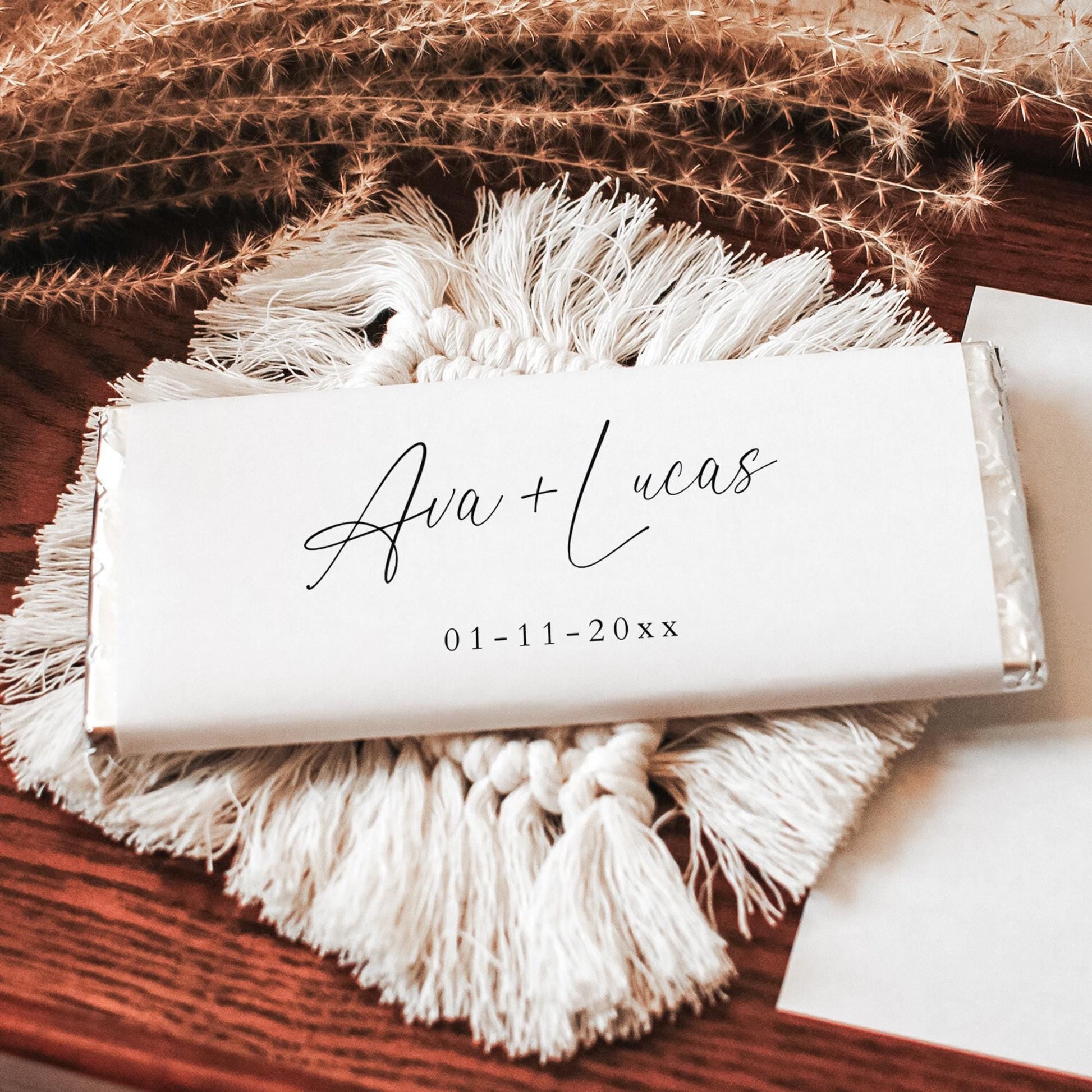 Candy Bar Wrapper Template To Fit Hershey & Aldi Chocolate Bars, Minimalist Editable Chocolate Bar Label, Printable DIY Wedding Favors Idea