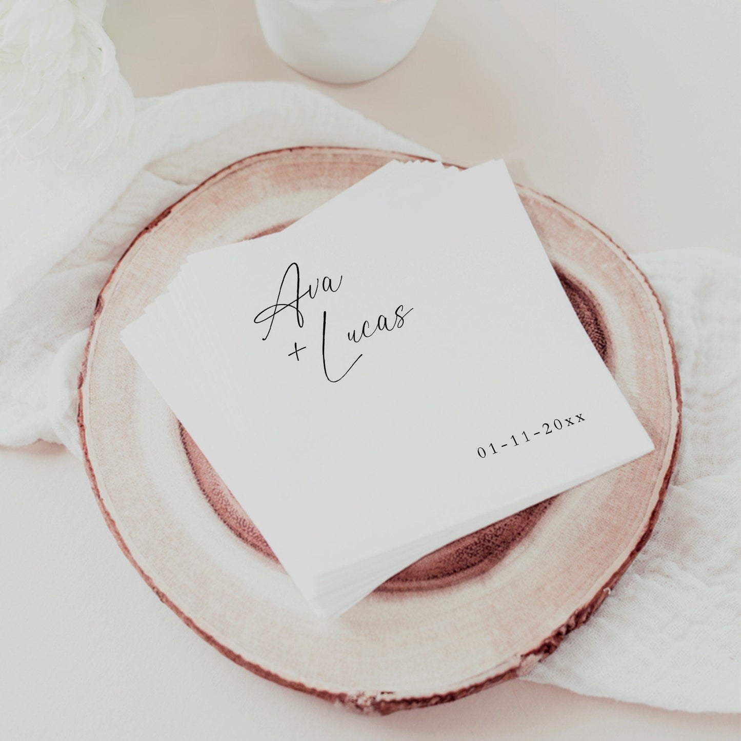 Paper Luncheon Napkin Serviette Template for Wedding Reception, Downloadable DIY Wedding Decor Idea