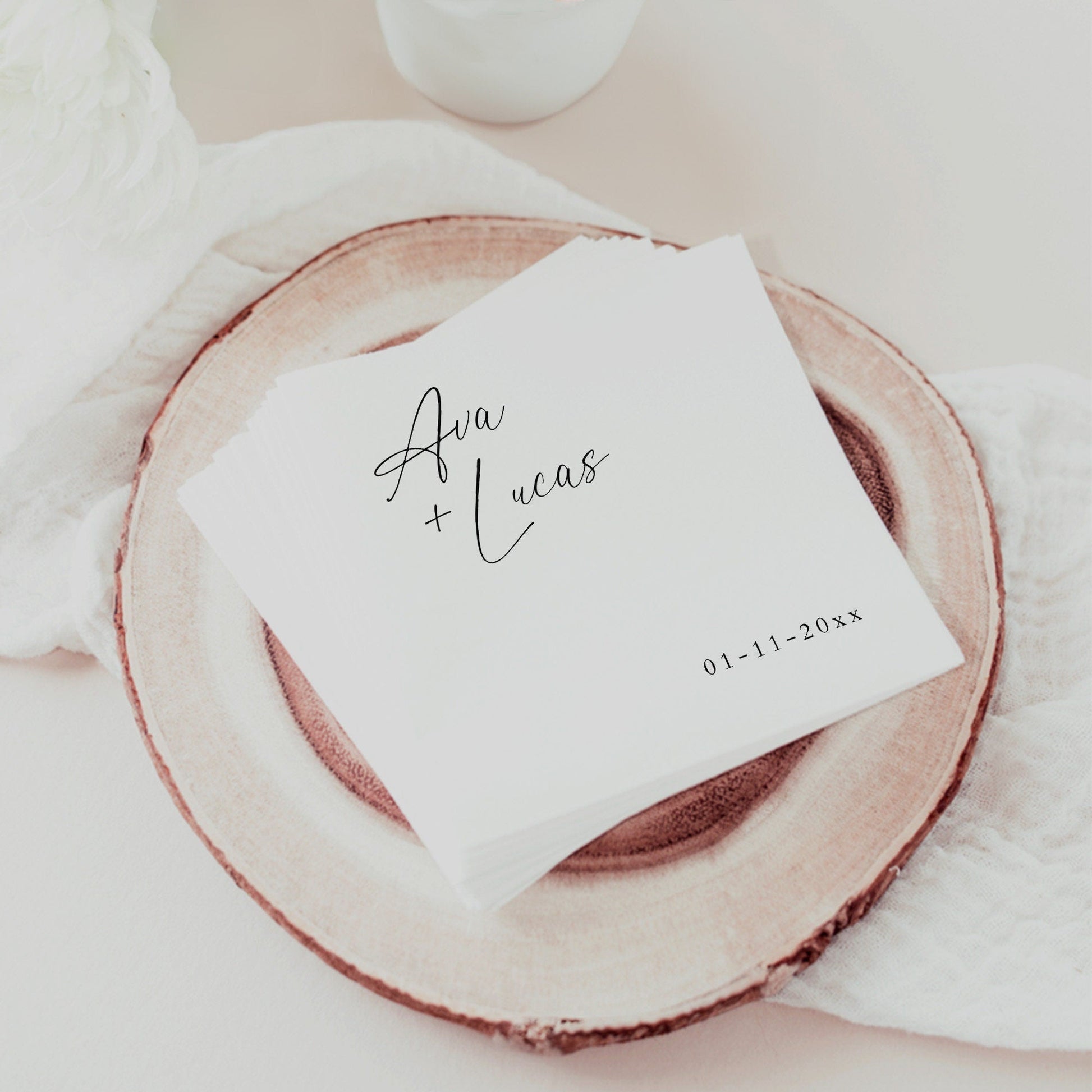 Paper Luncheon Napkin Serviette Template for Wedding Reception, Downloadable DIY Wedding Decor Idea