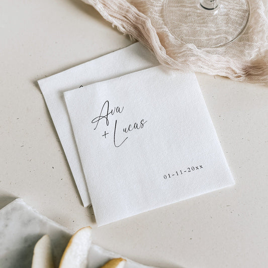 Customizable Cocktail Napkin for Wedding Reception, Printable Canva Template, Downloadable DIY Wedding Decor Idea