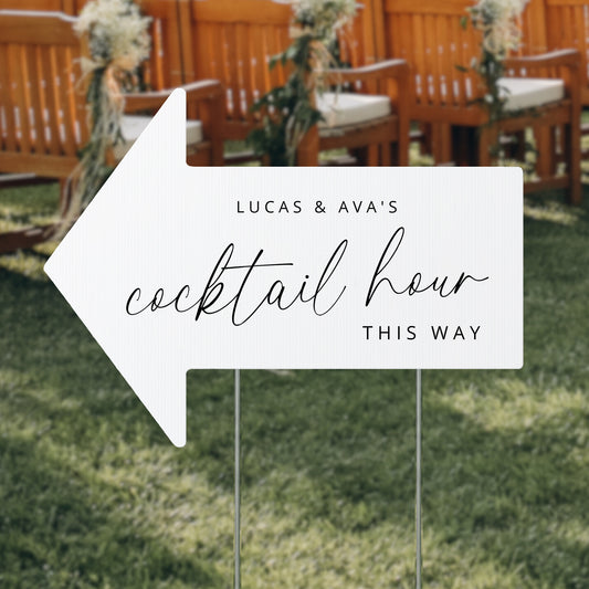 Wedding Cocktail Hour This Way Arrow Sign