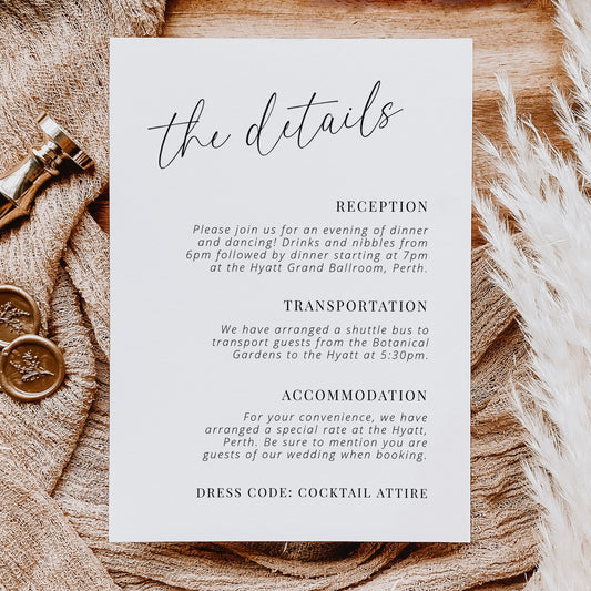 Wedding Details Enclosure Card
