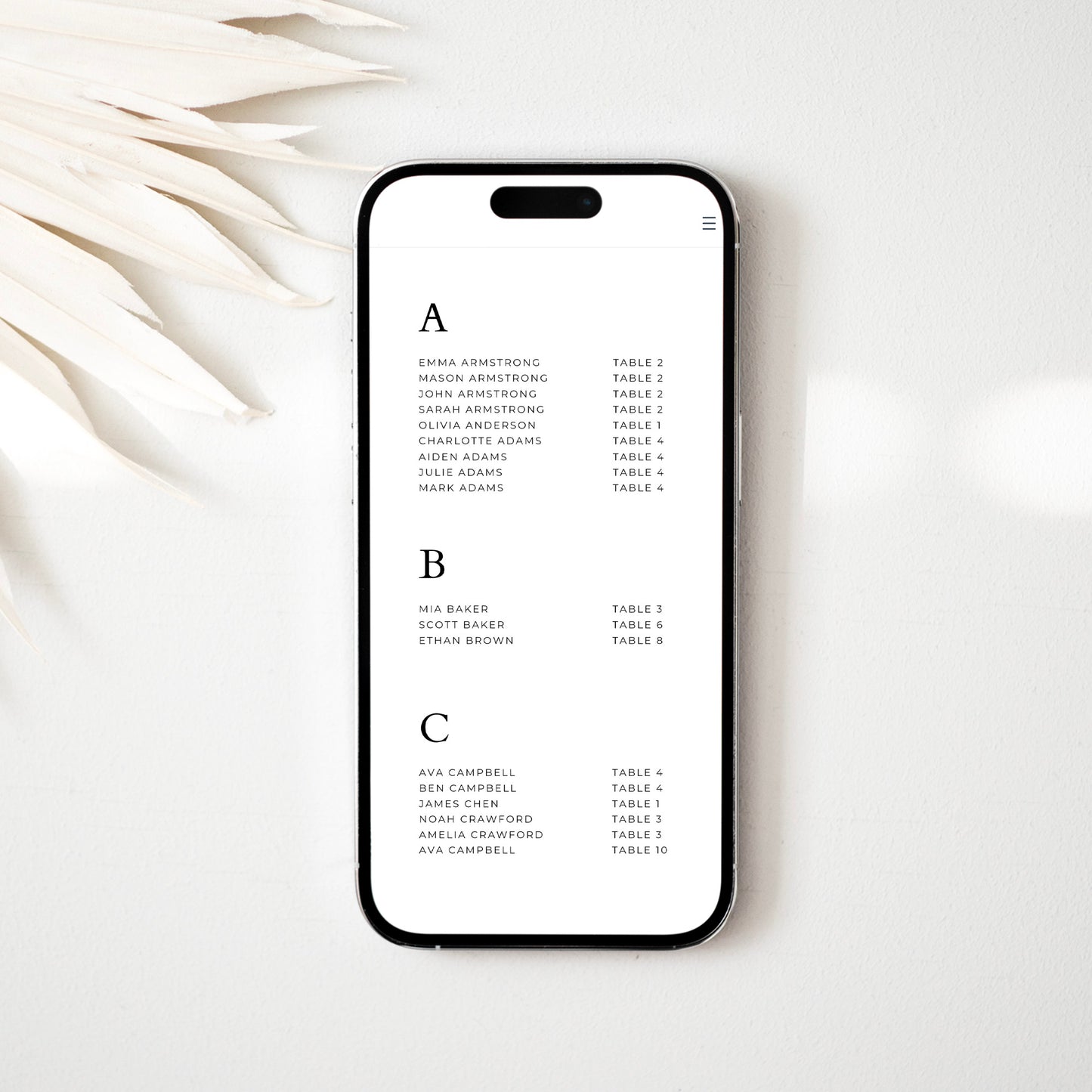 Digital Seating Chart with QR Code Sign Template Horizontal