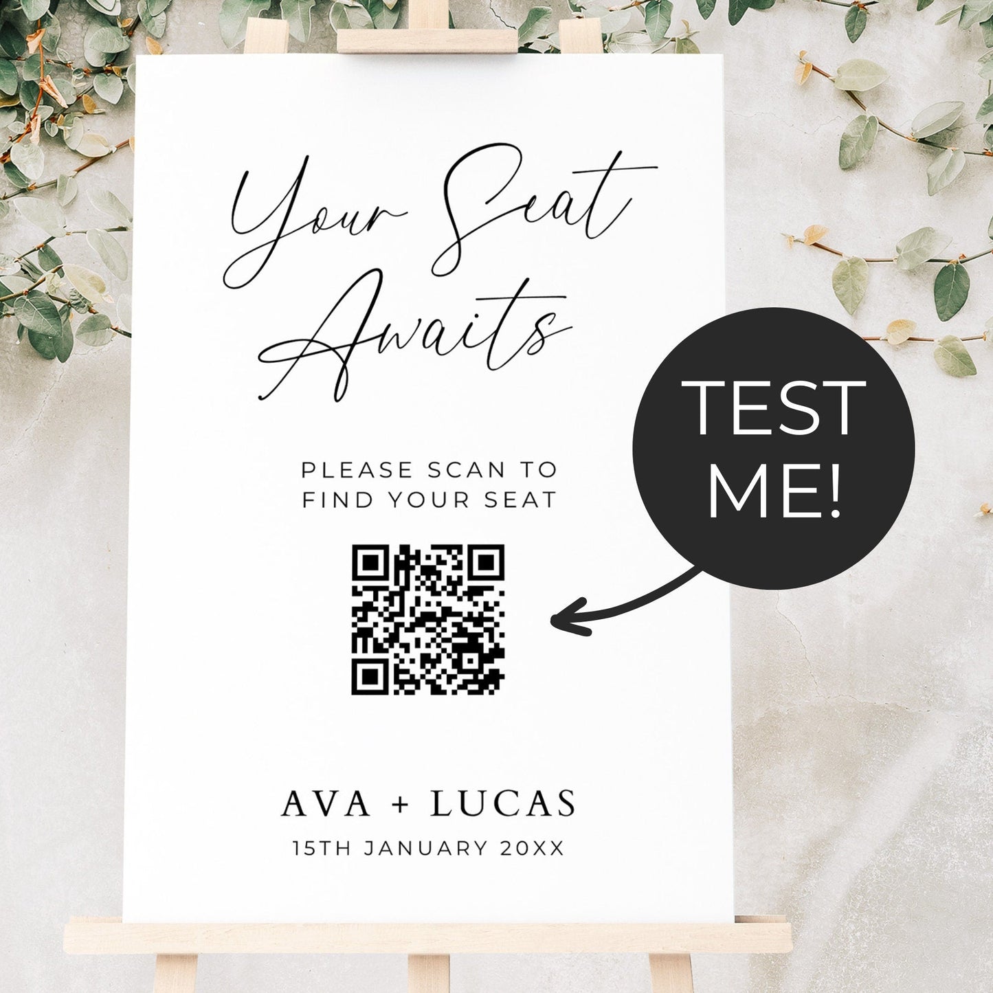 Digital Seating Chart Template with QR Code & Website