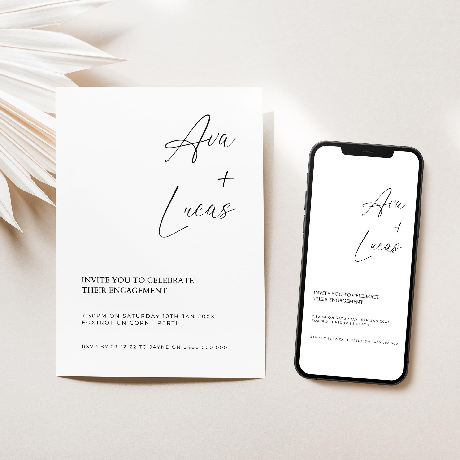 Engagement Party Invitation & Signage Template Bundle, We're Engaged Decor Set with Bar Menu, Welcome, Cards Gifts Sign, Invite, Favor Tags
