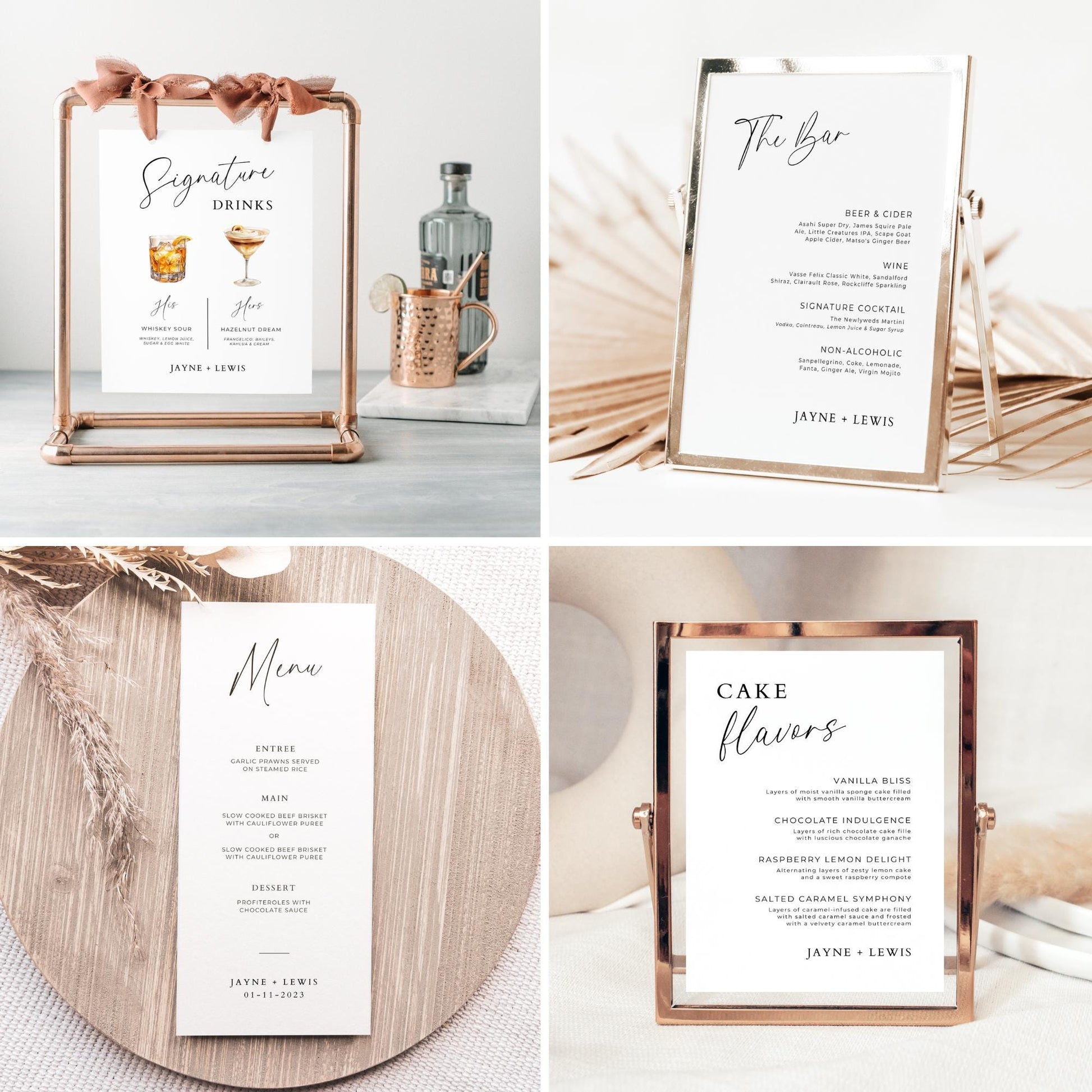 Engagement Party Invitation & Signage Template Bundle, We're Engaged Decor Set with Bar Menu, Welcome, Cards Gifts Sign, Invite, Favor Tags