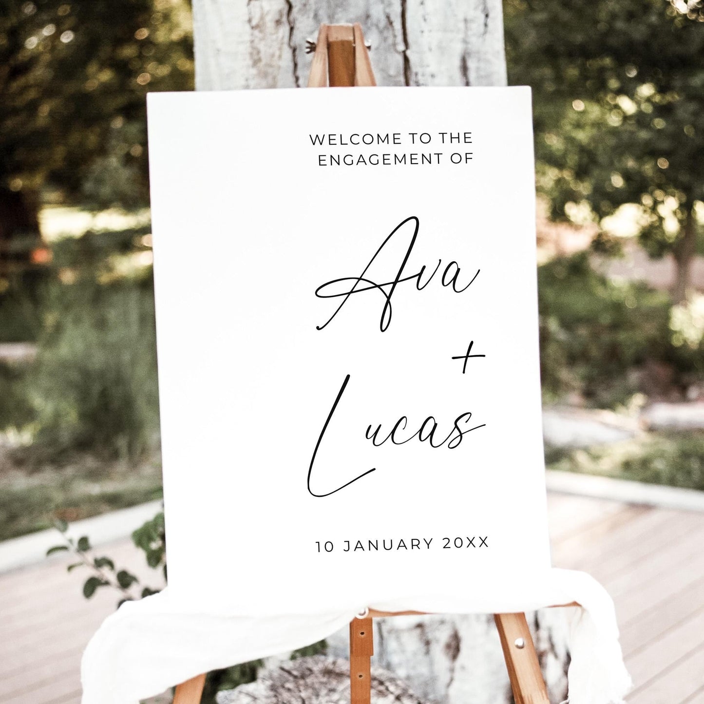 Minimal Engagement Party Welcome Sign Template, Modern Welcome To Our Engagement Signage, Customizable Printable Poster Board Sign