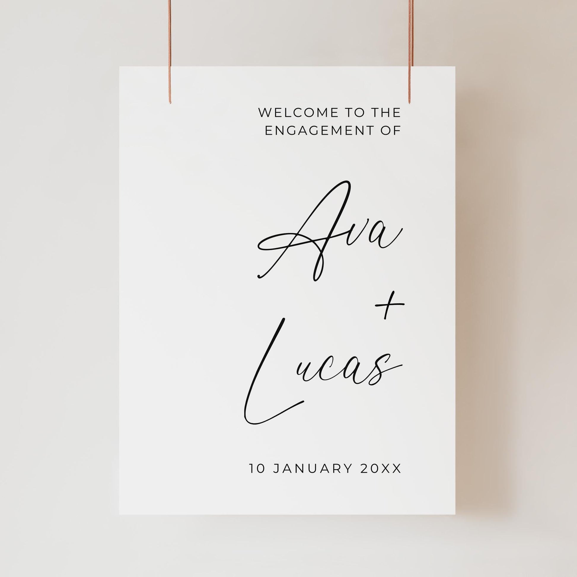 Minimal Engagement Party Welcome Sign Template, Modern Welcome To Our Engagement Signage, Customizable Printable Poster Board Sign