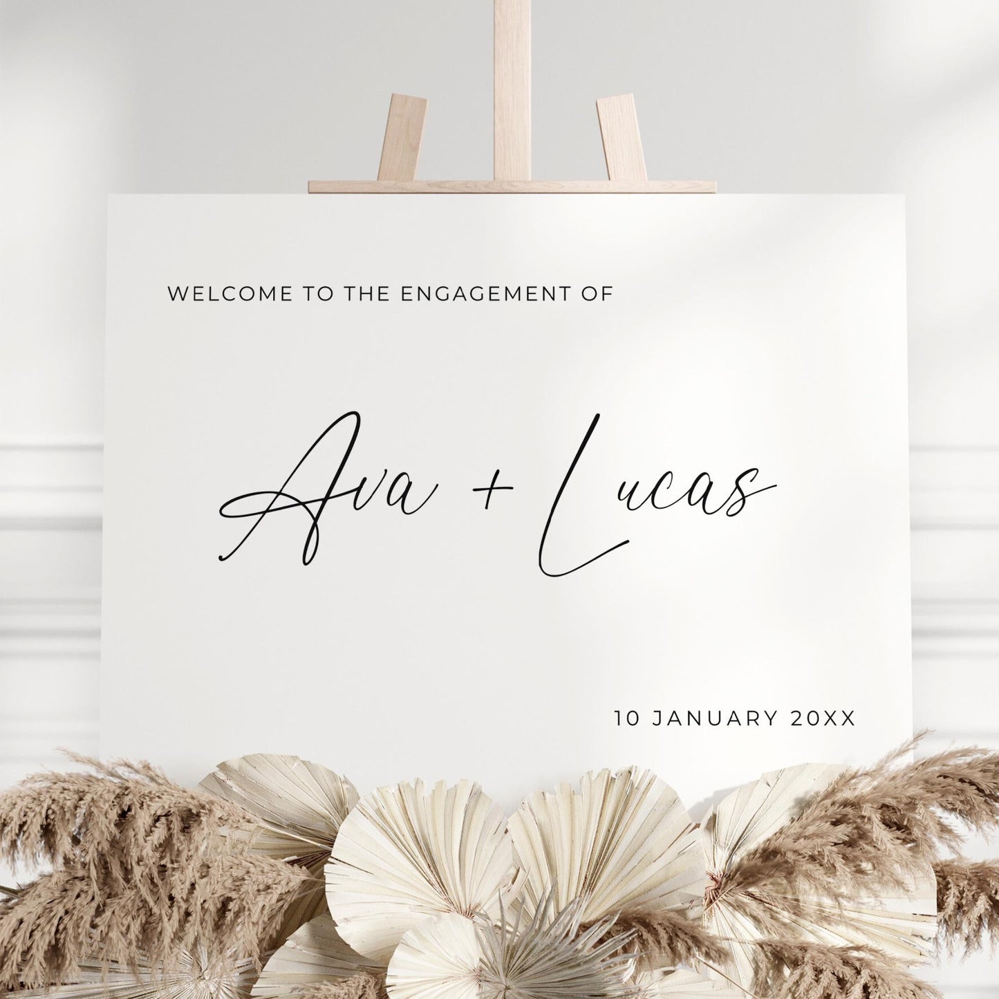 Engagement Welcome Sign Template, Horizontal Minimalist Welcome To Our Engagement Party Sign, Modern DIY Printable Poster Board Signage