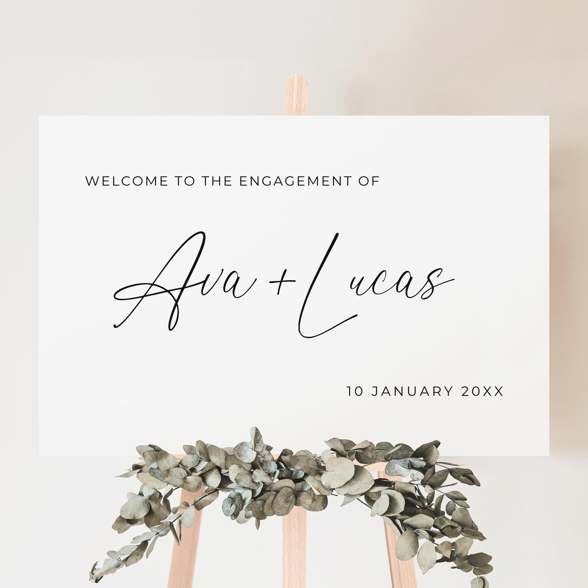 Engagement Welcome Sign Template, Horizontal Minimalist Welcome To Our Engagement Party Sign, Modern DIY Printable Poster Board Signage