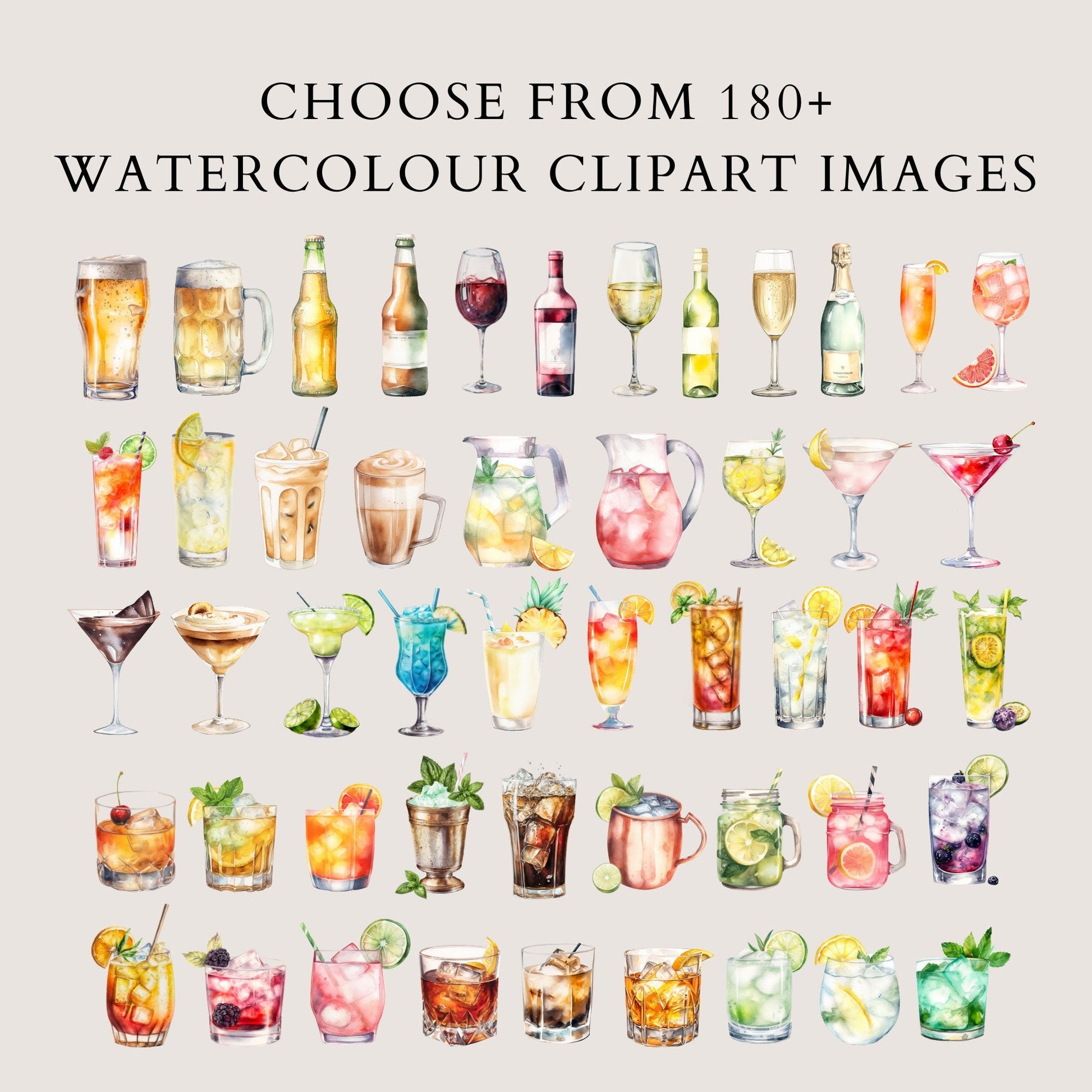 Choose from over 180 Watercolor Clipart Picture Options featuring Cocktails, Wine, Beer, Shots and more