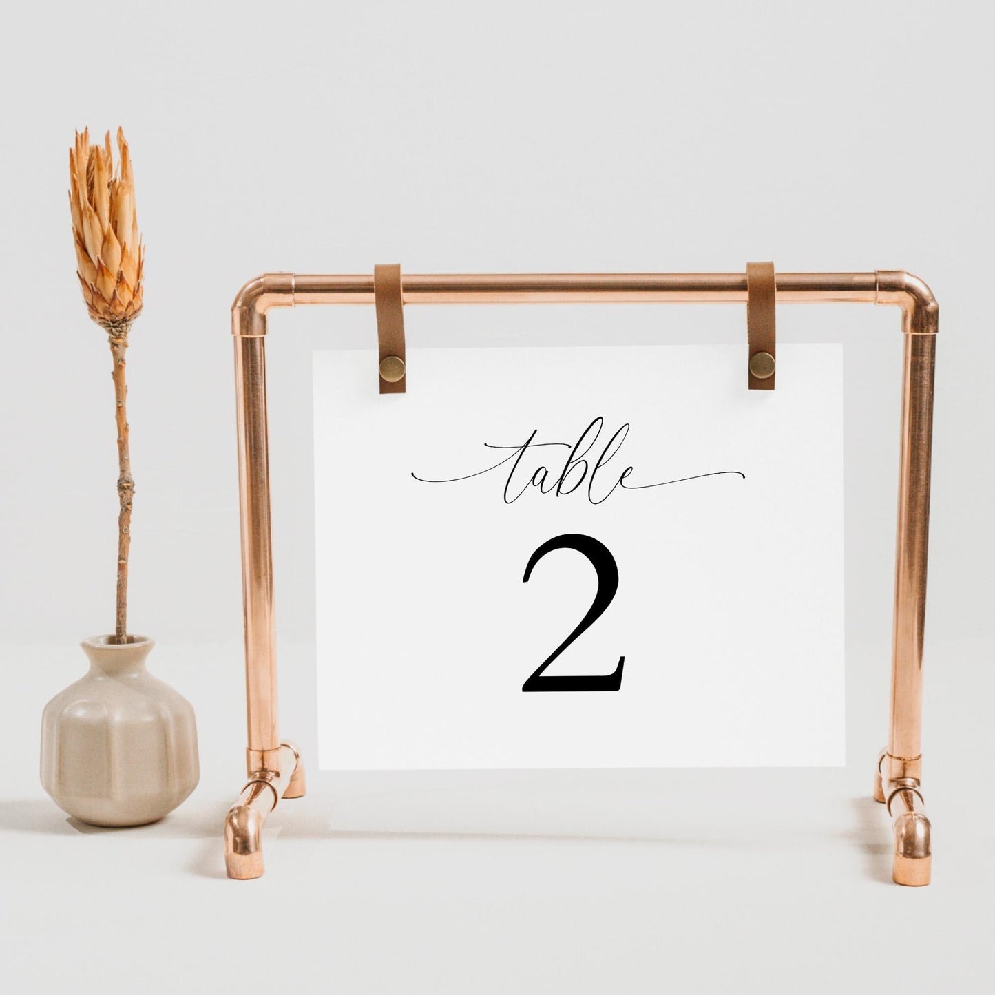 Horizontal Table Number Template, Simple Elegant Table Number Sign for Wedding Reception or Rehearsal Dinner, Printable DIY Wedding Decor