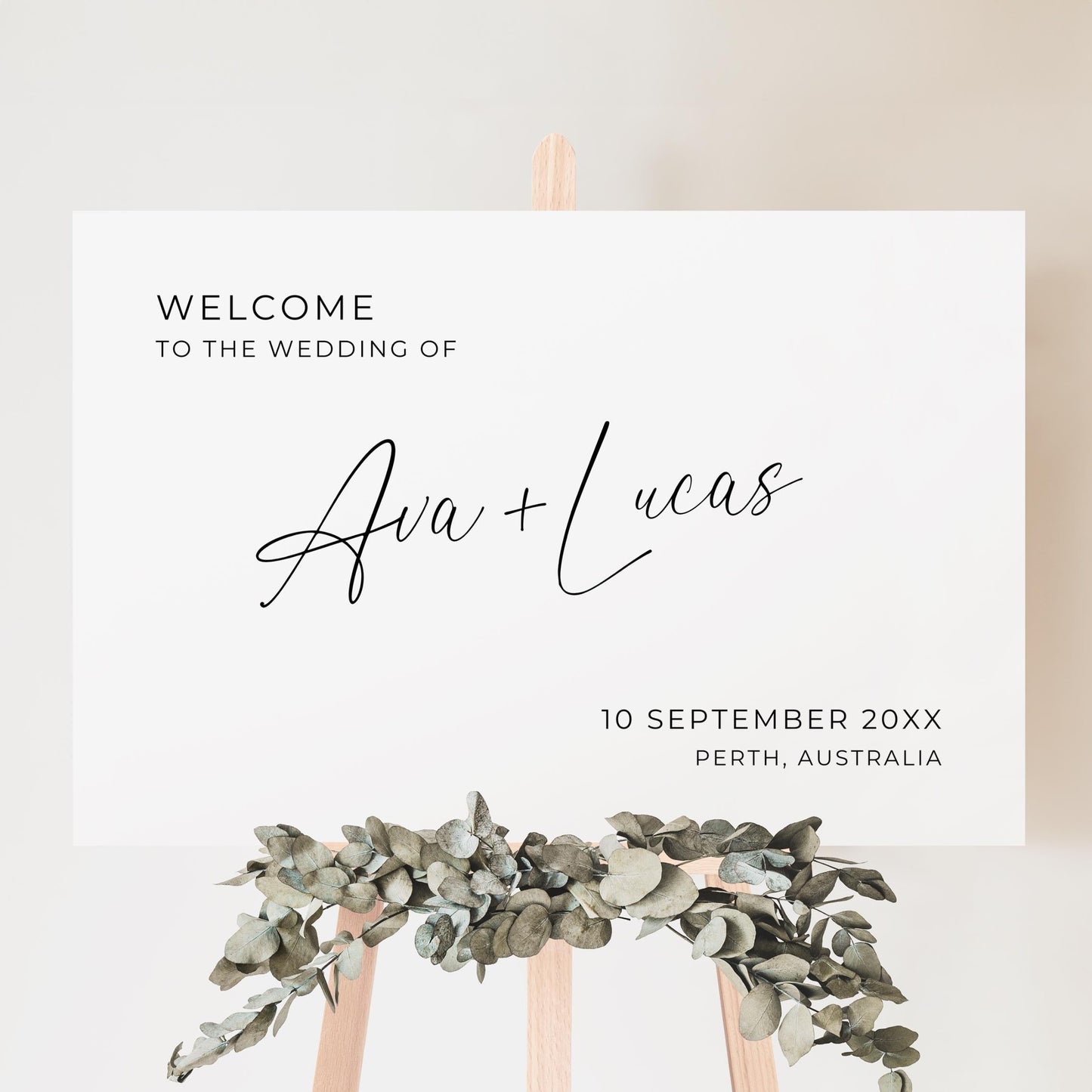 Horizontal Wedding Welcome Sign Template, Modern Minimalist Welcome To The Wedding Of Signage, Customizable Printable Poster Board Sign