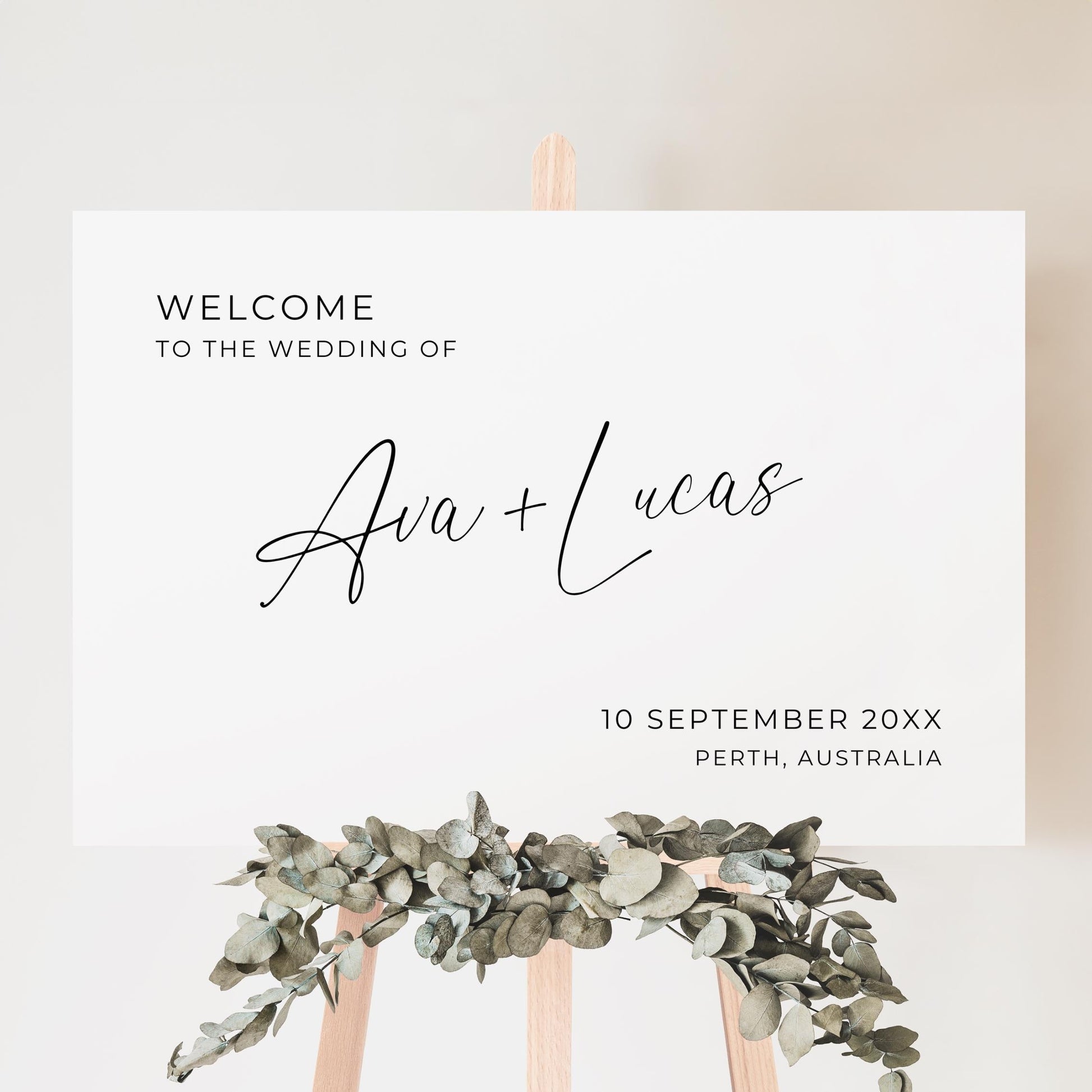 Horizontal Wedding Welcome Sign Template, Modern Minimalist Welcome To The Wedding Of Signage, Customizable Printable Poster Board Sign