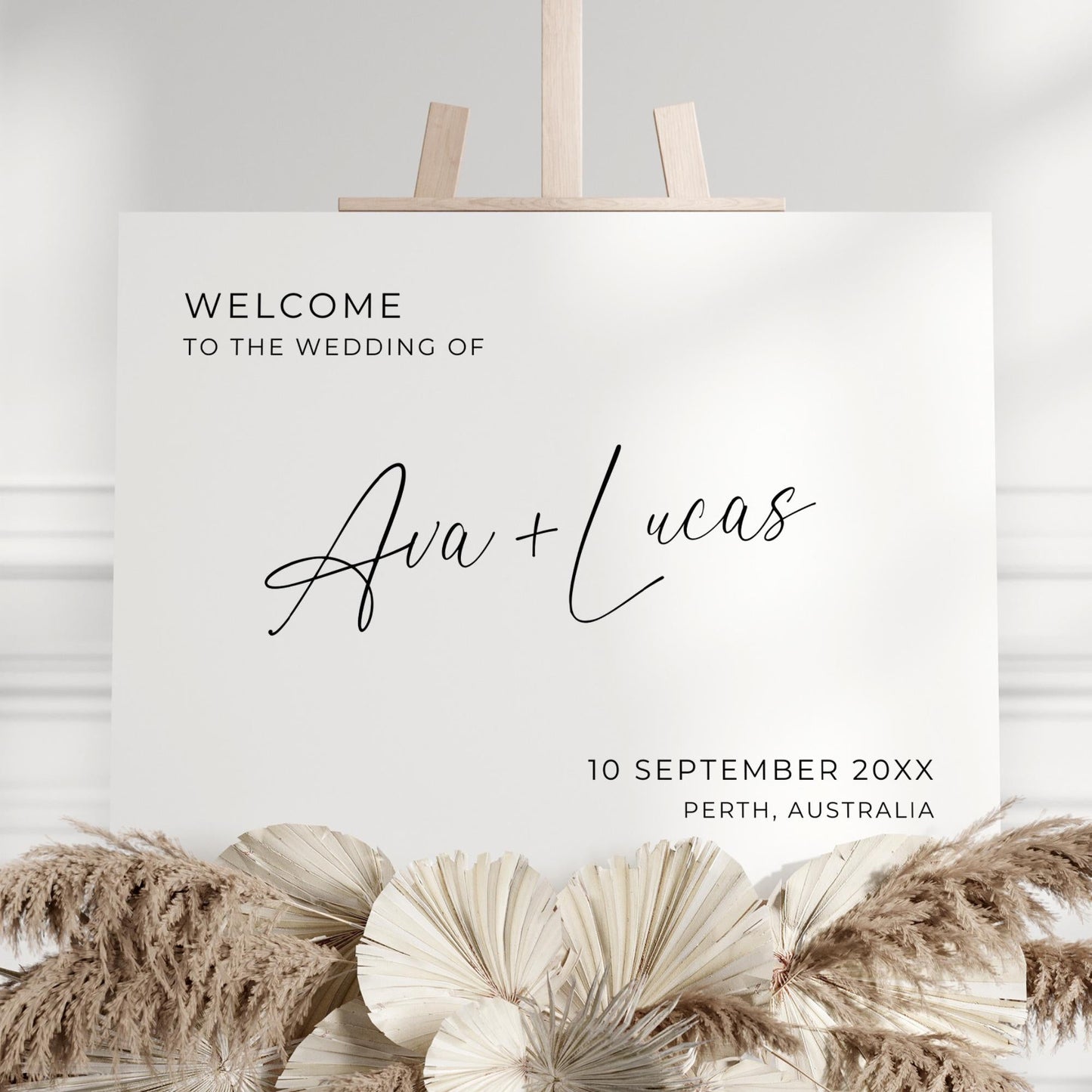 Horizontal Wedding Welcome Sign Template, Modern Minimalist Welcome To The Wedding Of Signage, Customizable Printable Poster Board Sign