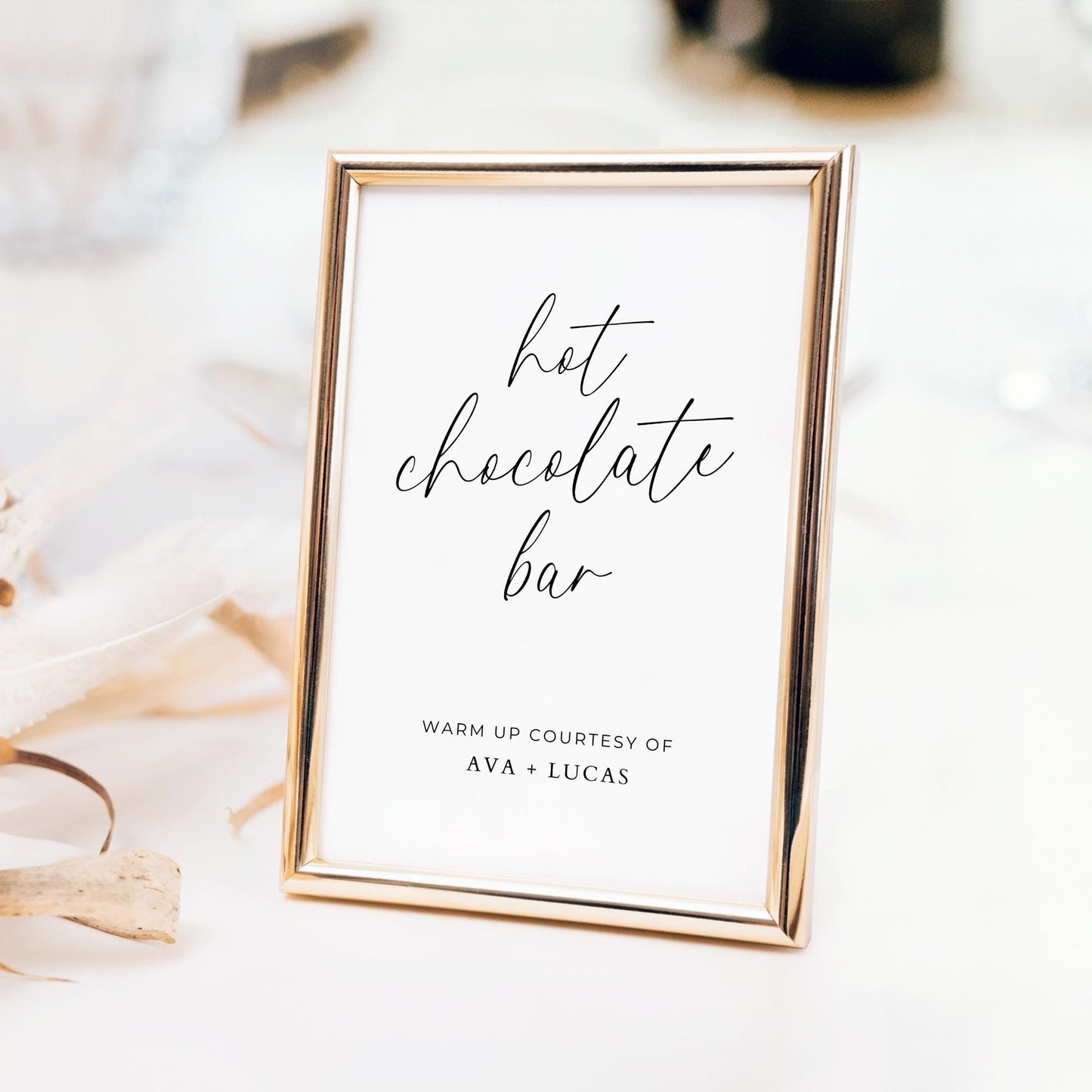 Hot Chocolate Bar Sign Template for Wedding Reception or Engagement Party